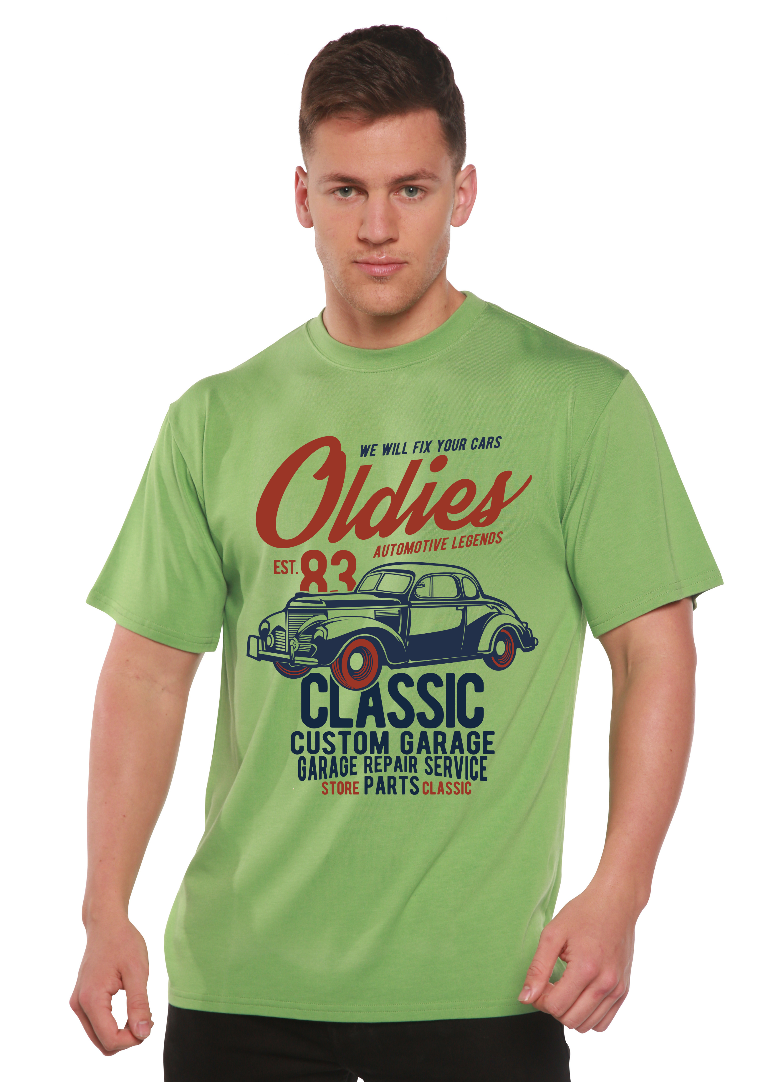 Camiseta gráfica de manga corta de viscosa de bambú y algodón orgánico Oldies Spun Bamboo® para hombre