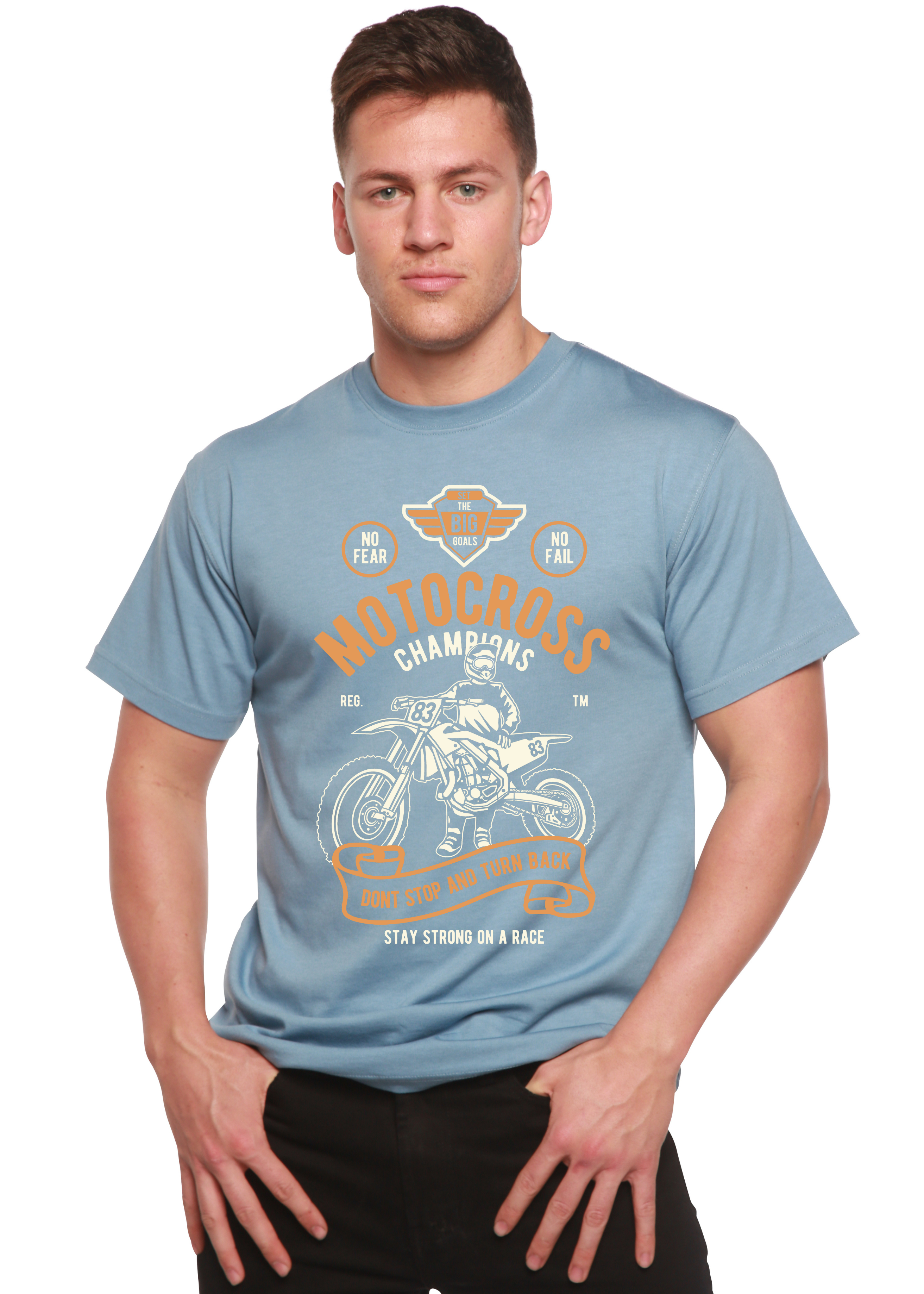 Camiseta gráfica de manga corta de bambú/algodón orgánico para hombre Motocross Champions