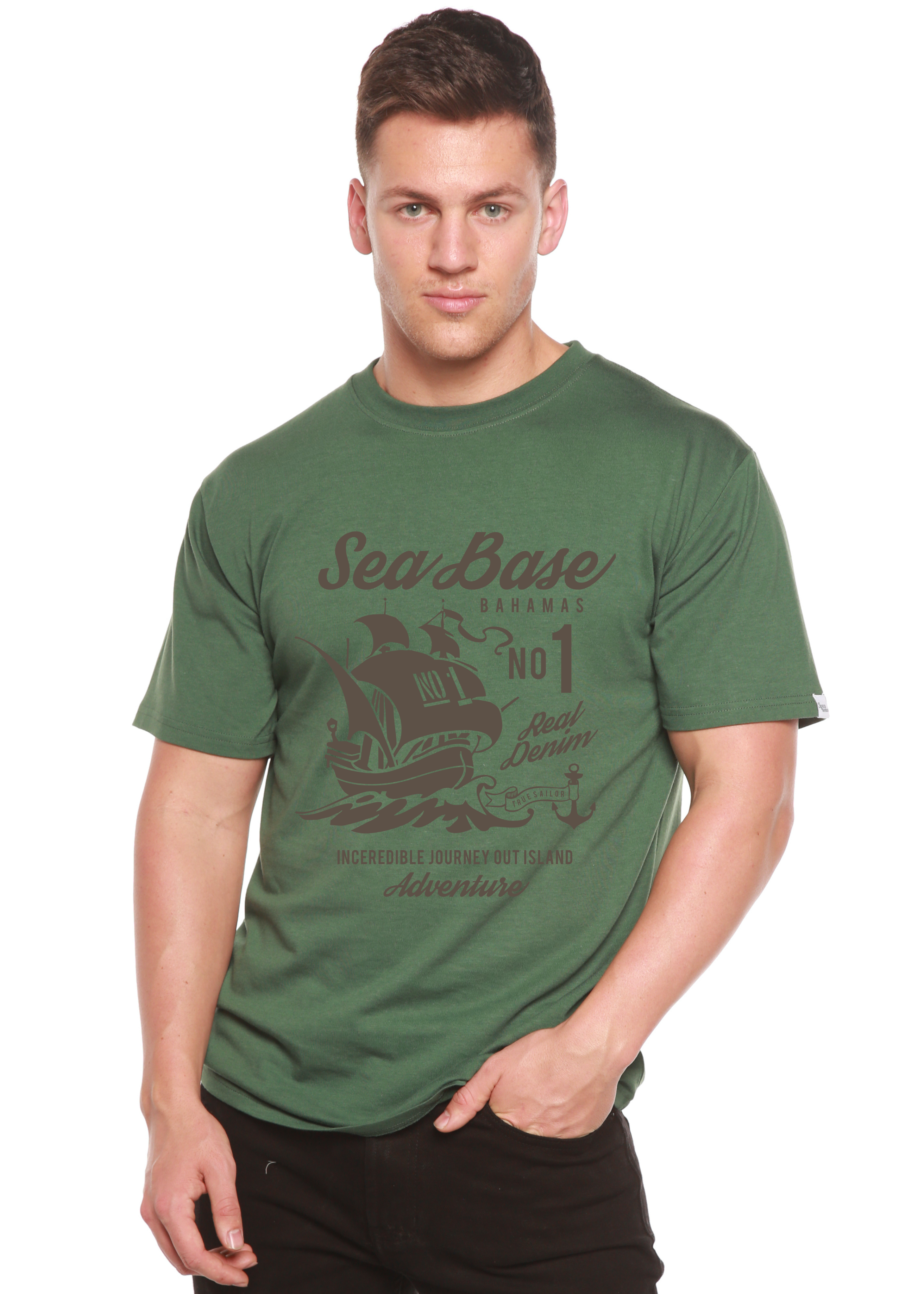 Camiseta gráfica de manga corta de viscosa de bambú/algodón orgánico Sea Base Spun Bamboo® para hombre