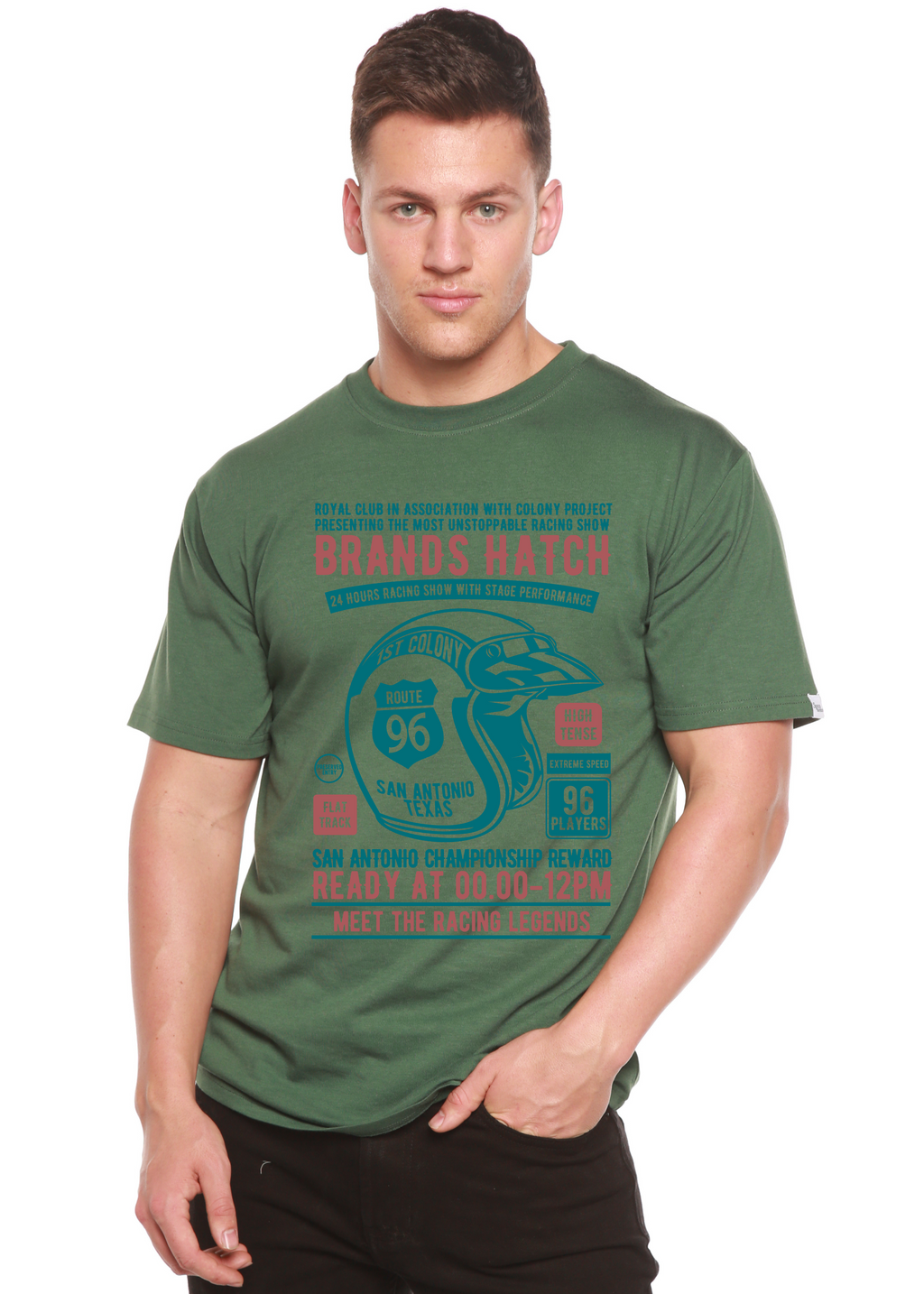 Camiseta gráfica de manga corta de bambú/algodón orgánico para hombre Brands Hatch
