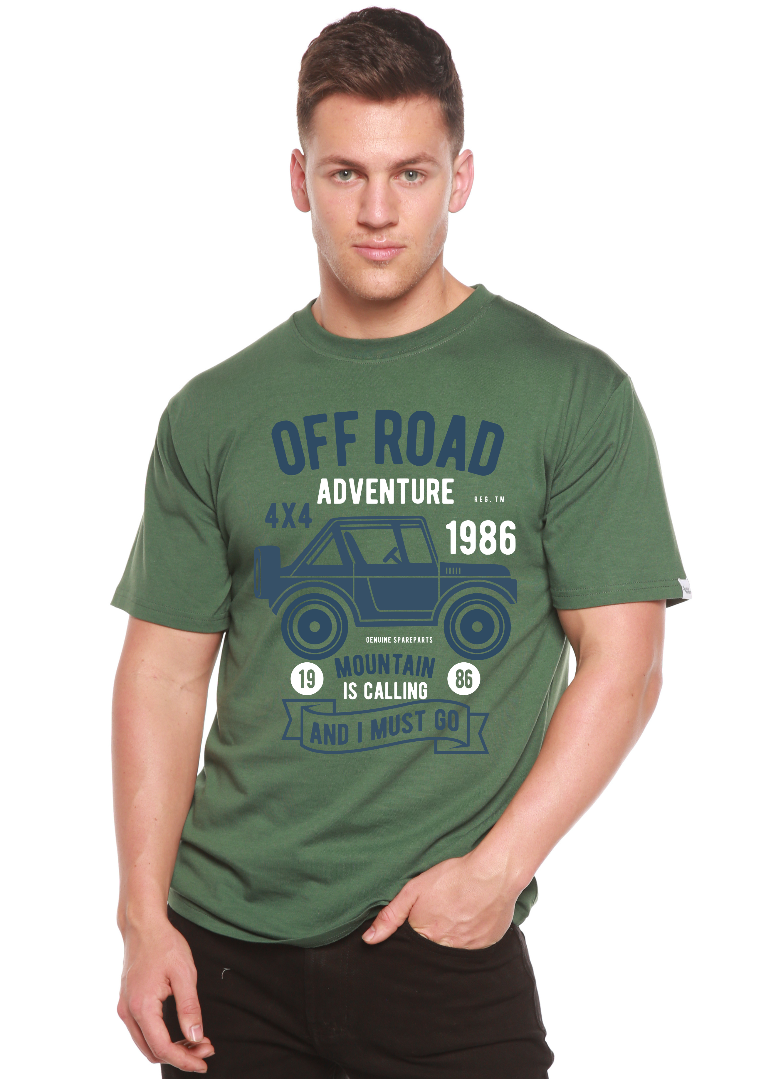 Camiseta gráfica de manga corta de bambú/algodón orgánico Spun Bamboo® para hombre - Aventura todoterreno