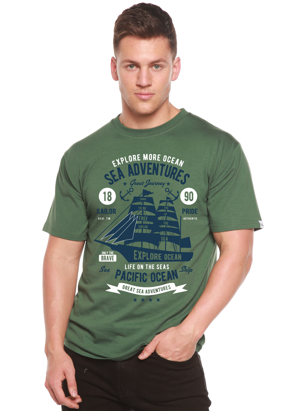 Camiseta gráfica de manga corta de viscosa de bambú/algodón orgánico Sea Adventures Spun Bamboo® para hombre