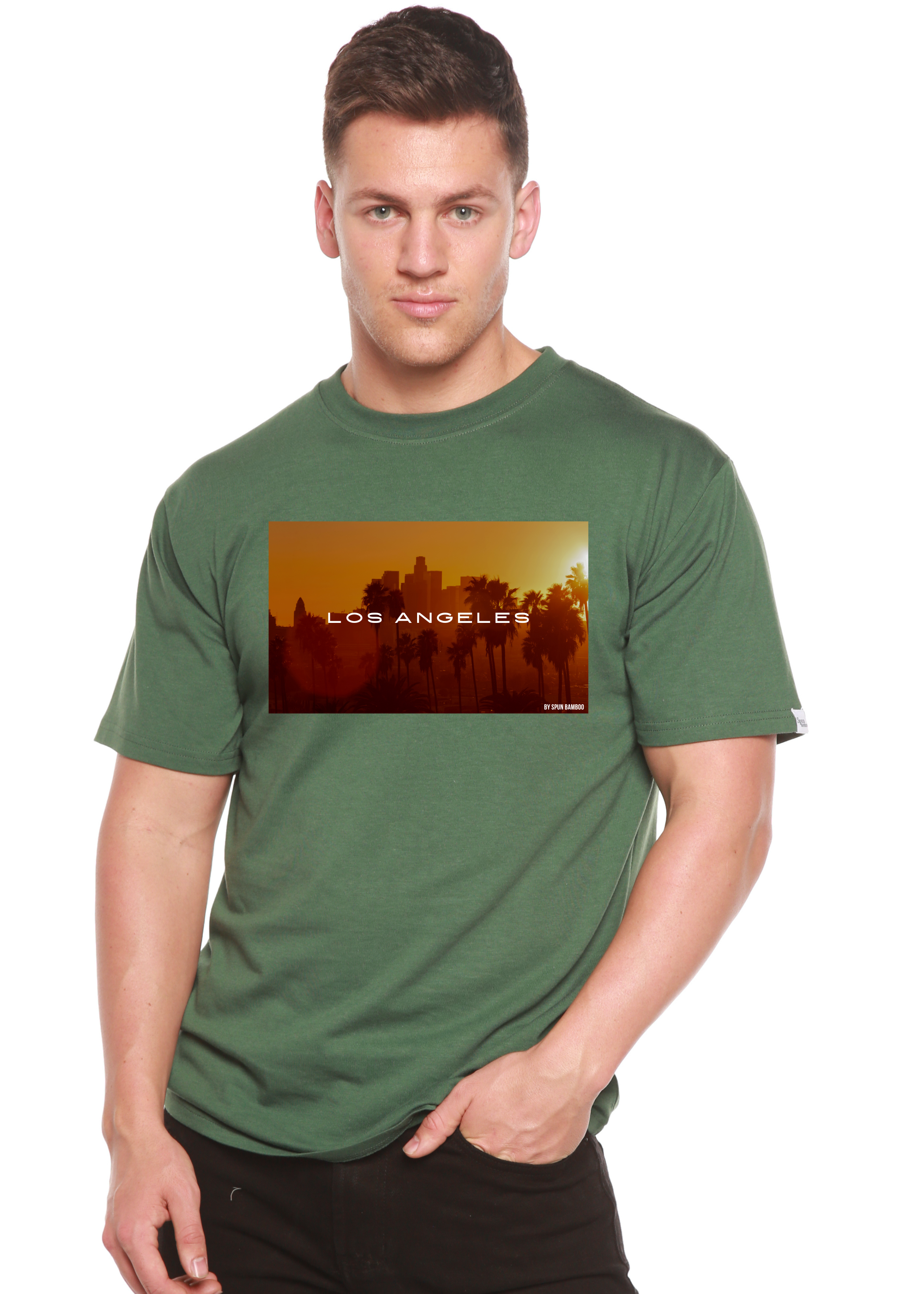 Camiseta gráfica unisex de manga corta Los Angeles de viscosa de bambú/algodón orgánico