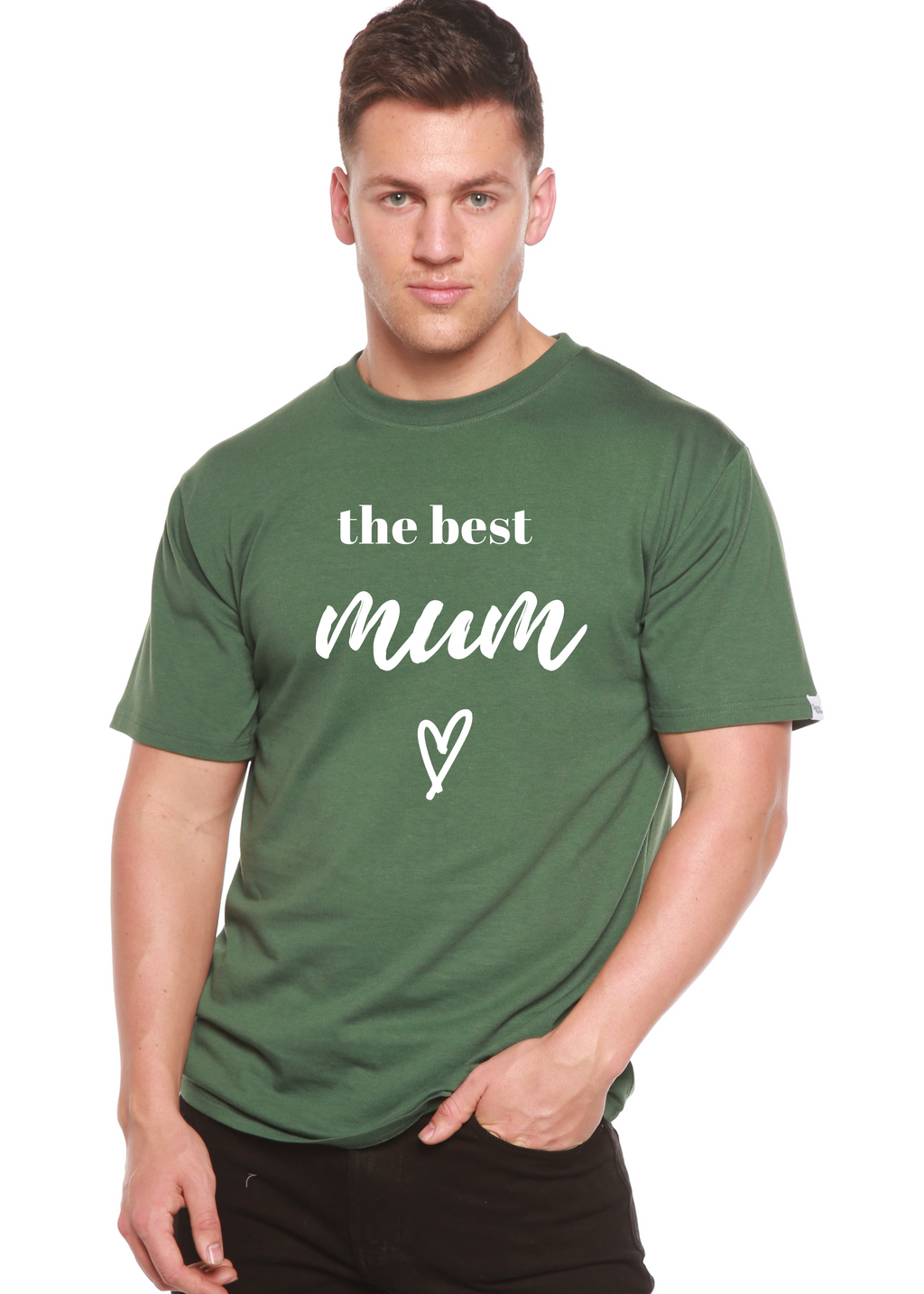 Camiseta gráfica de manga corta unisex de bambú viscosa/algodón orgánico The Best Mum