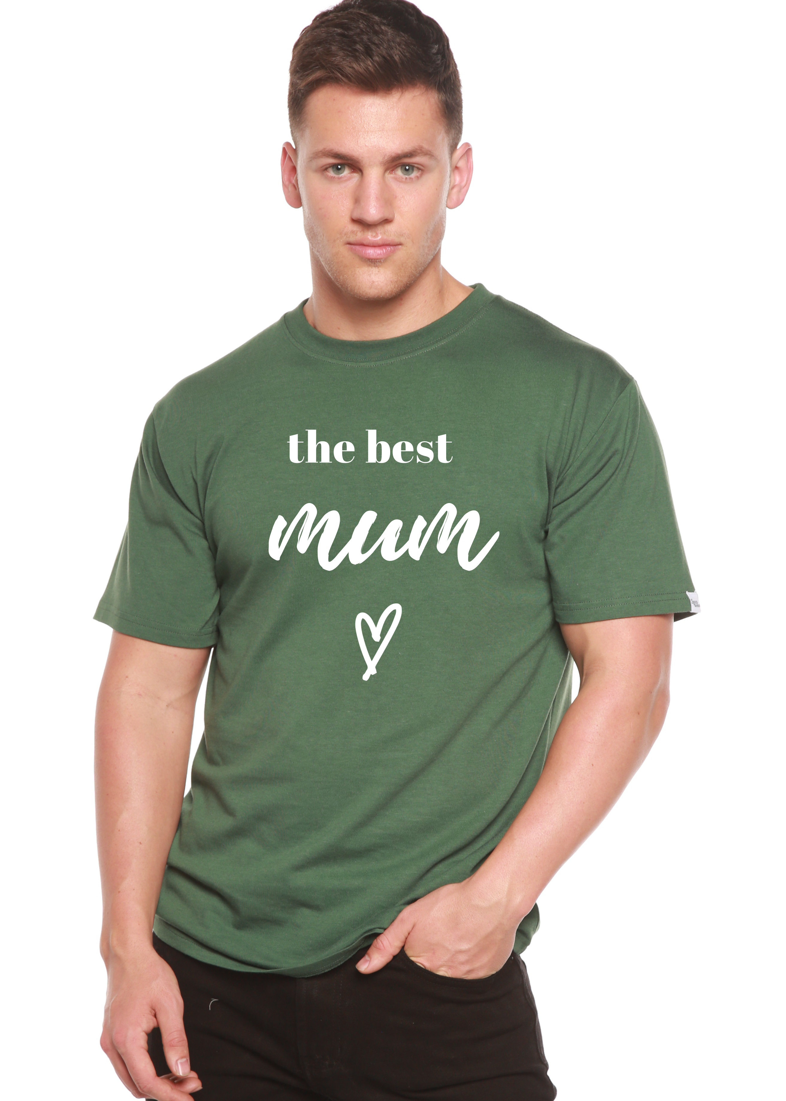 Camiseta gráfica de manga corta unisex de bambú viscosa/algodón orgánico The Best Mum