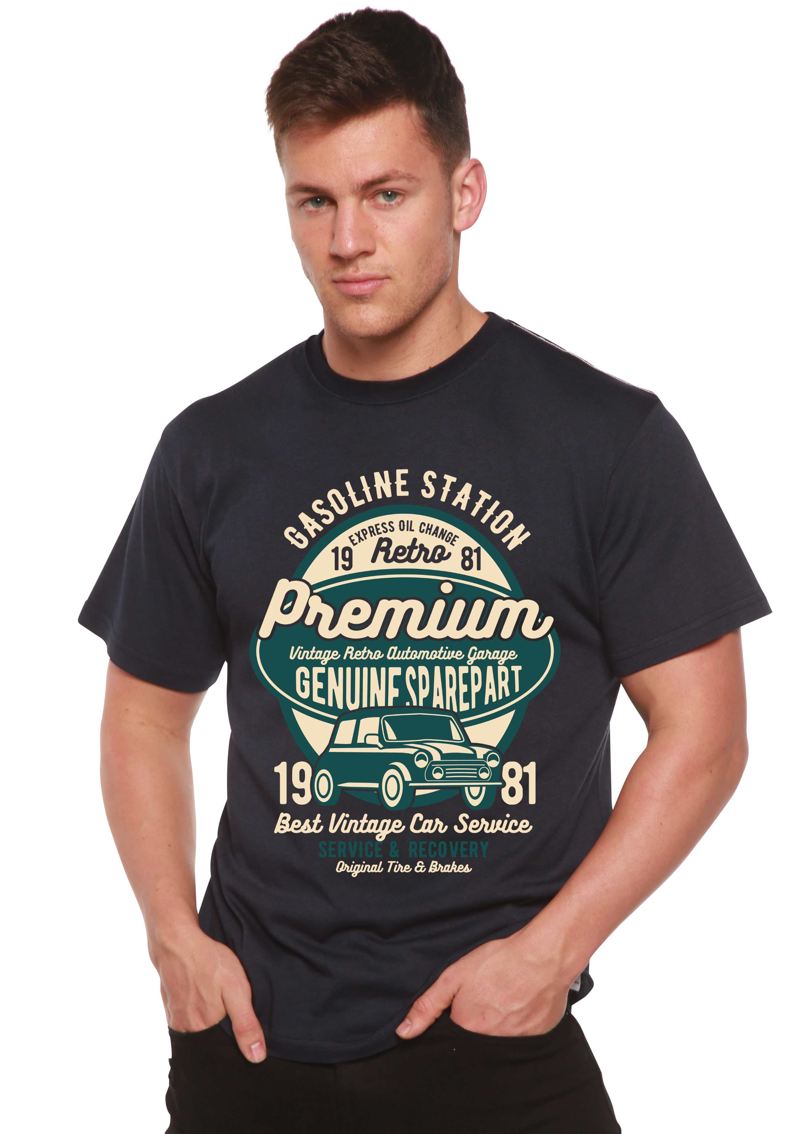 Camiseta gráfica de manga corta de viscosa de bambú/algodón orgánico para hombre Premium Garage Spun Bamboo®