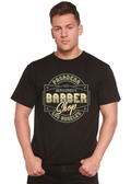Camiseta gráfica de manga corta de viscosa de bambú y algodón orgánico para hombre de Gentlement's Barber Shop
