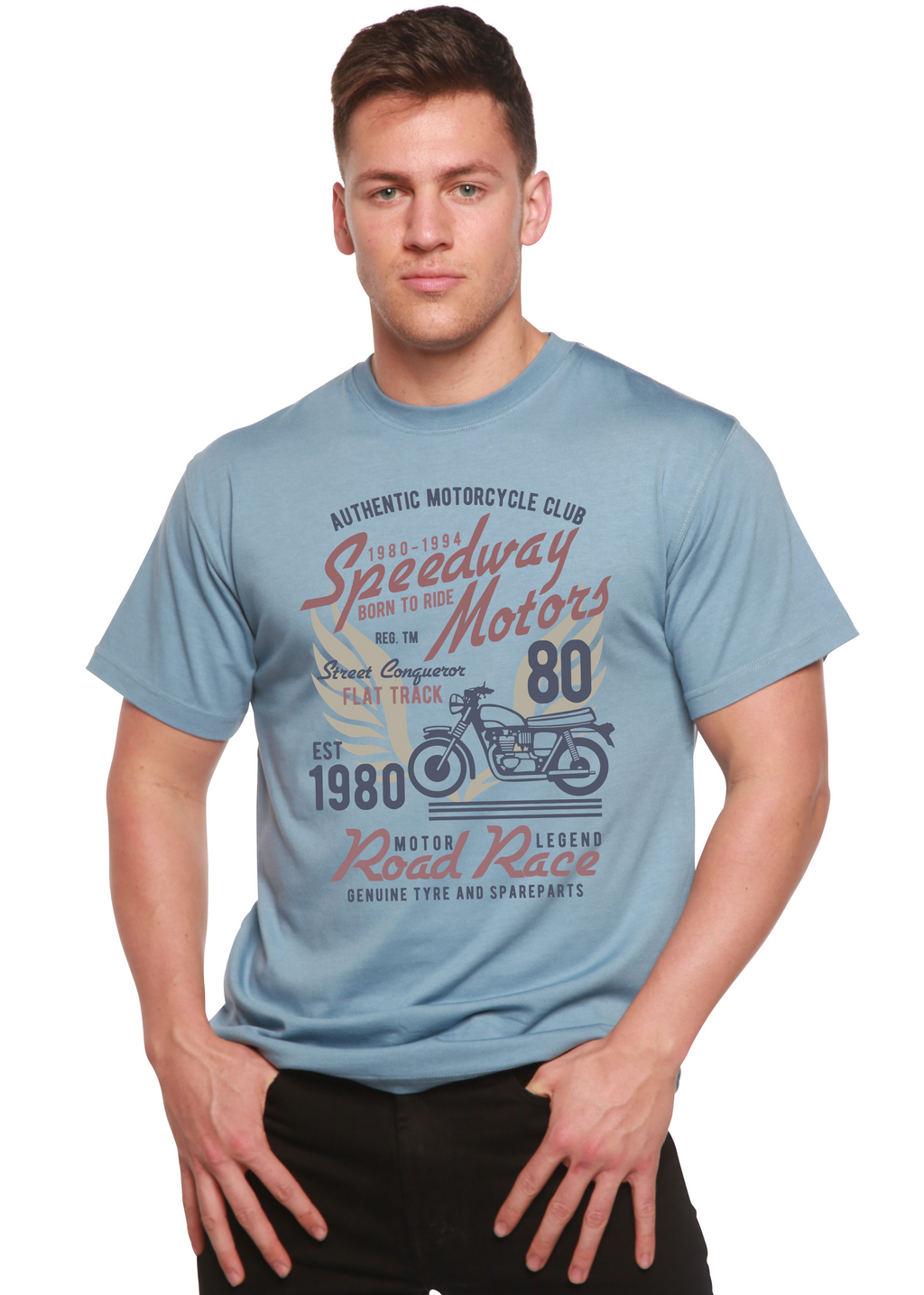 Camiseta gráfica de manga corta de viscosa de bambú/algodón orgánico para hombre Speedway Motor Spun Bamboo®