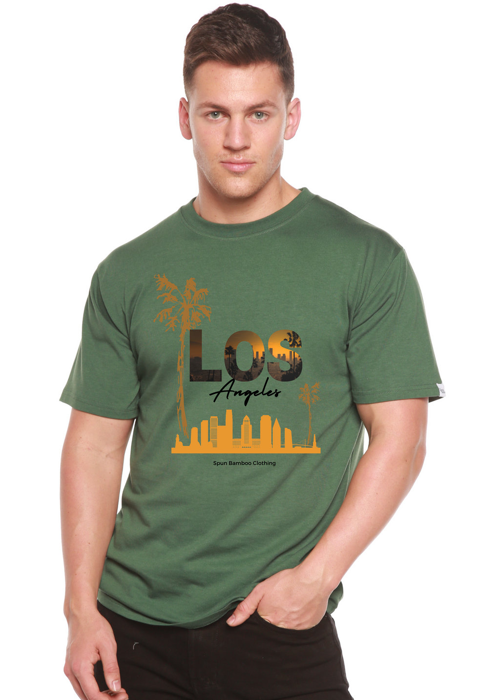 Camiseta gráfica de manga corta de viscosa de bambú/algodón orgánico unisex Los Angeles