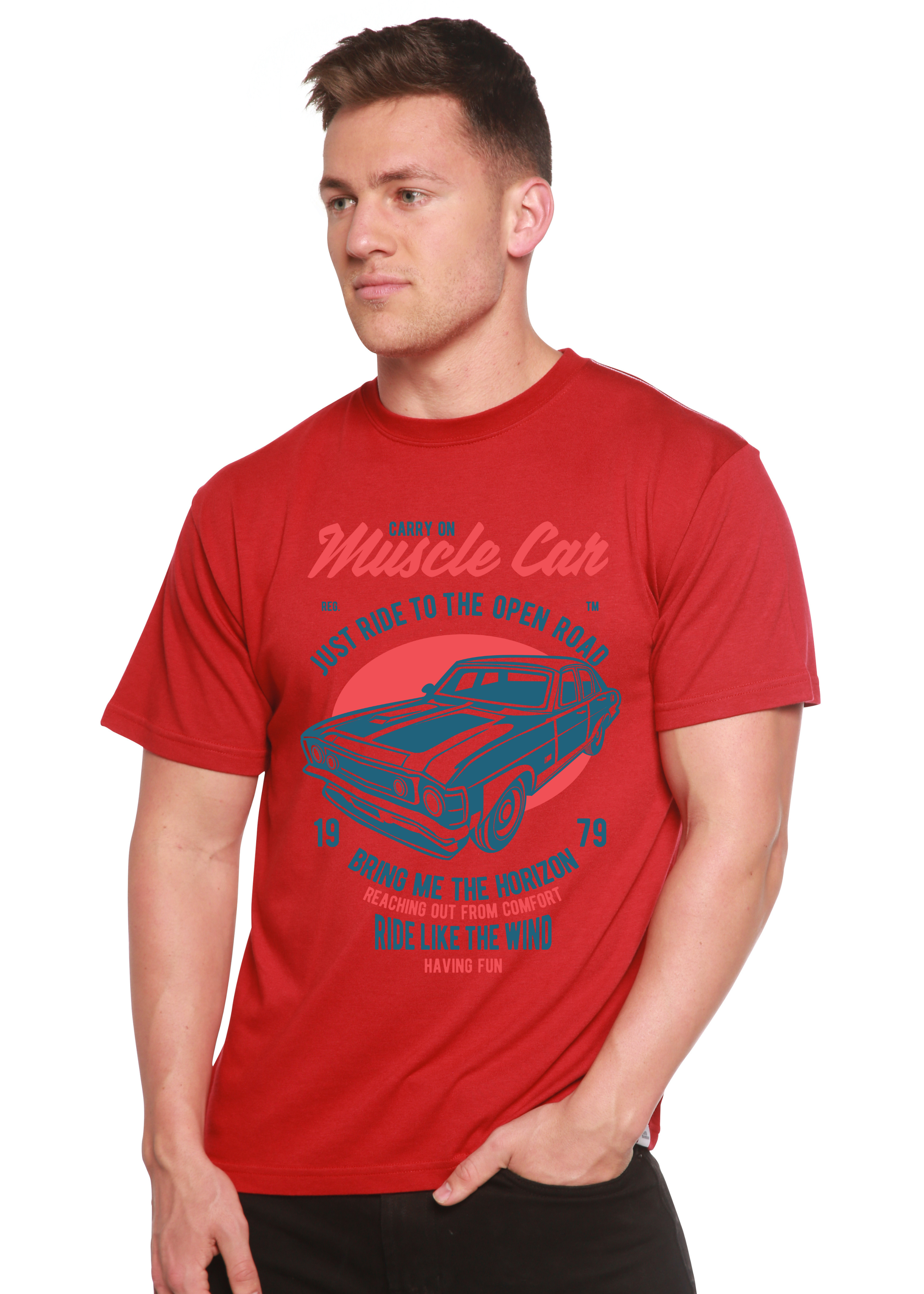 Camiseta gráfica de manga corta de viscosa de bambú/algodón orgánico Muscle Car Spun Bamboo® para hombre