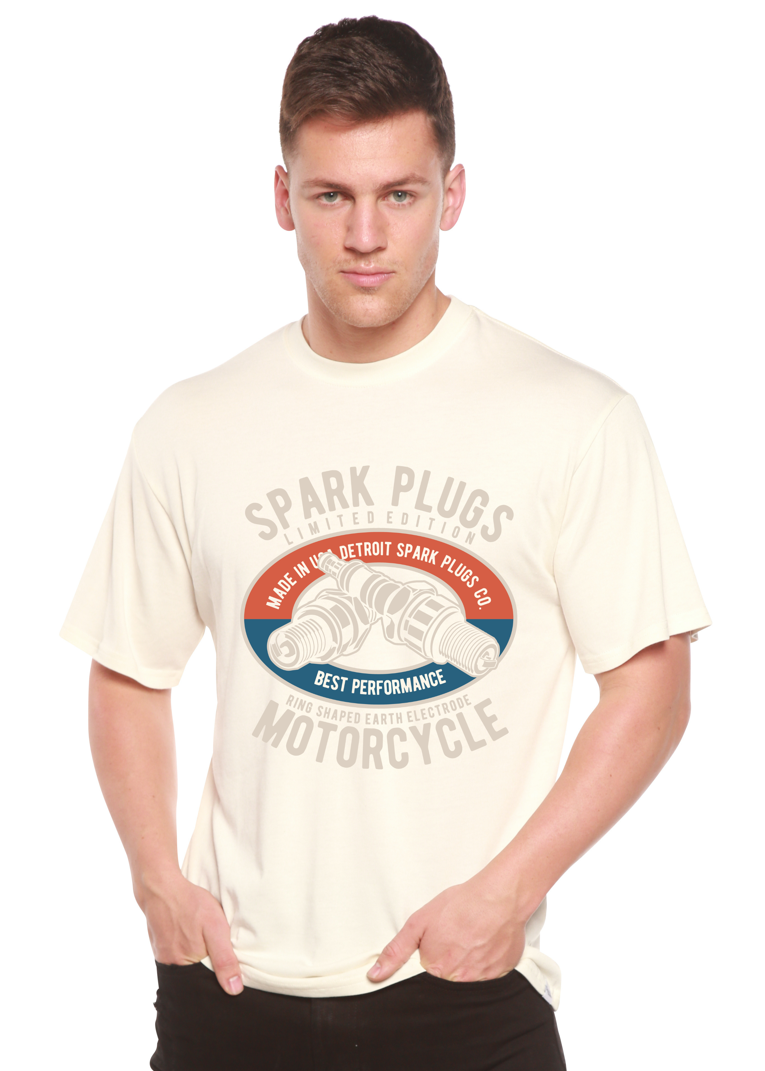 Bujías Spun Bamboo® Camiseta Gráfica de Manga Corta para Hombre de Viscosa de Bambú/Algodón Orgánico