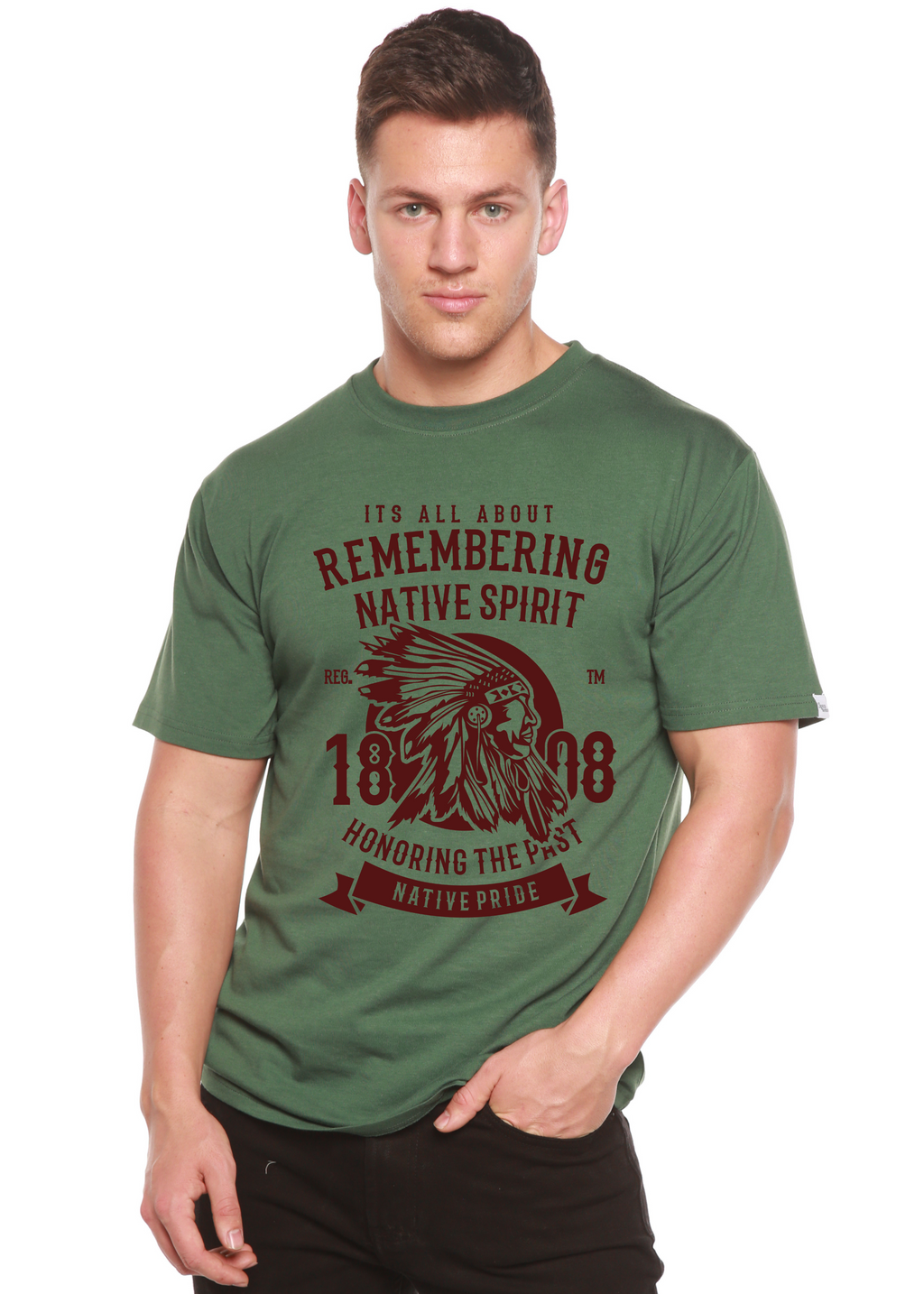 Recordando la camiseta gráfica de manga corta Spun Bamboo® de bambú/algodón orgánico para hombre