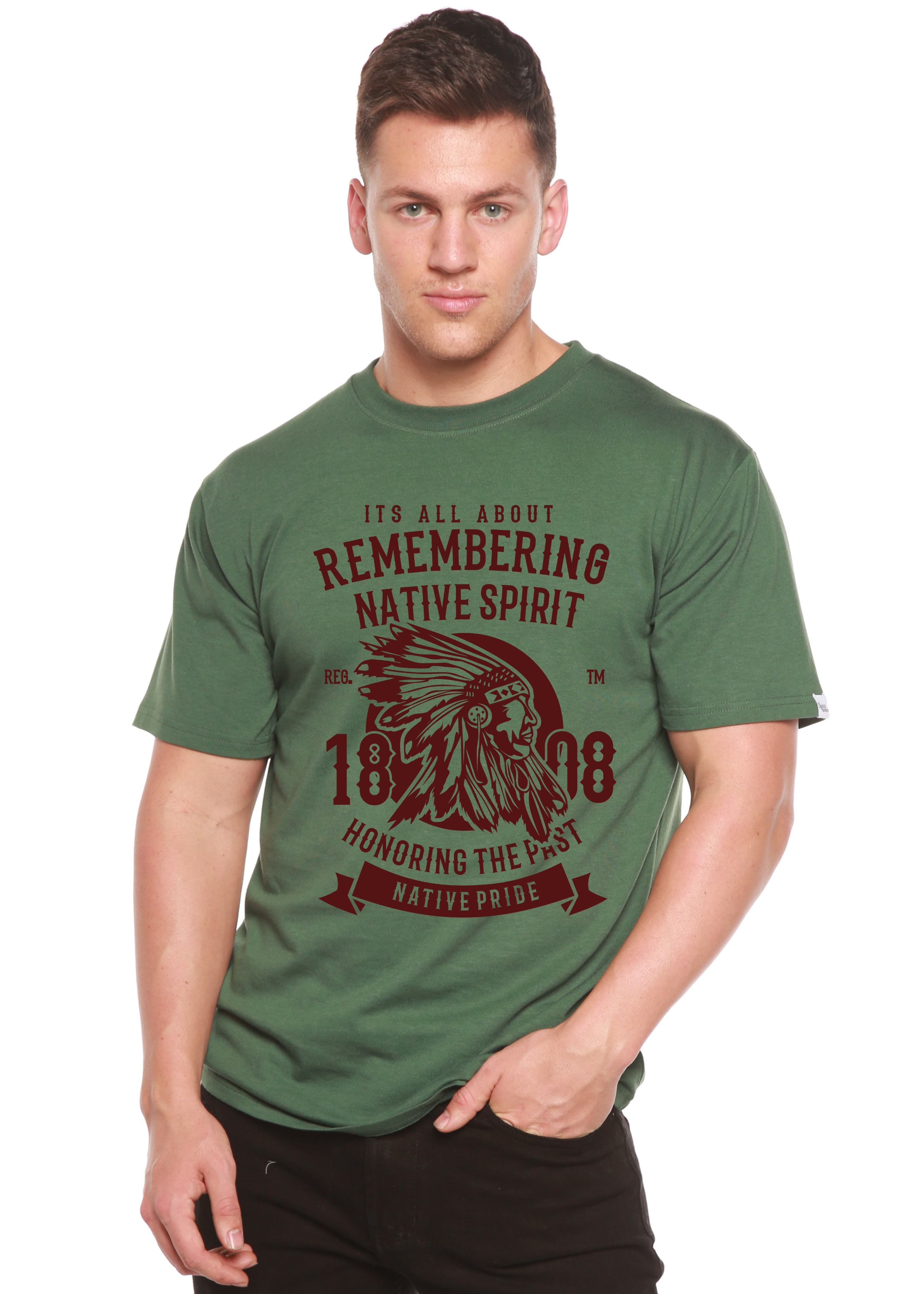 Recordando la camiseta gráfica de manga corta Spun Bamboo® de bambú/algodón orgánico para hombre