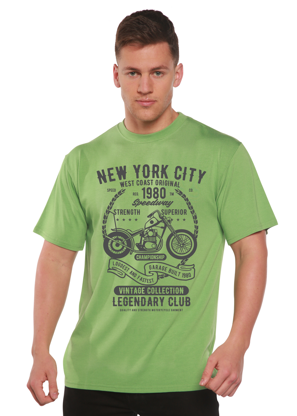 Camiseta gráfica de manga corta de viscosa de bambú/algodón orgánico para hombre Spun Bamboo® de Nueva York
