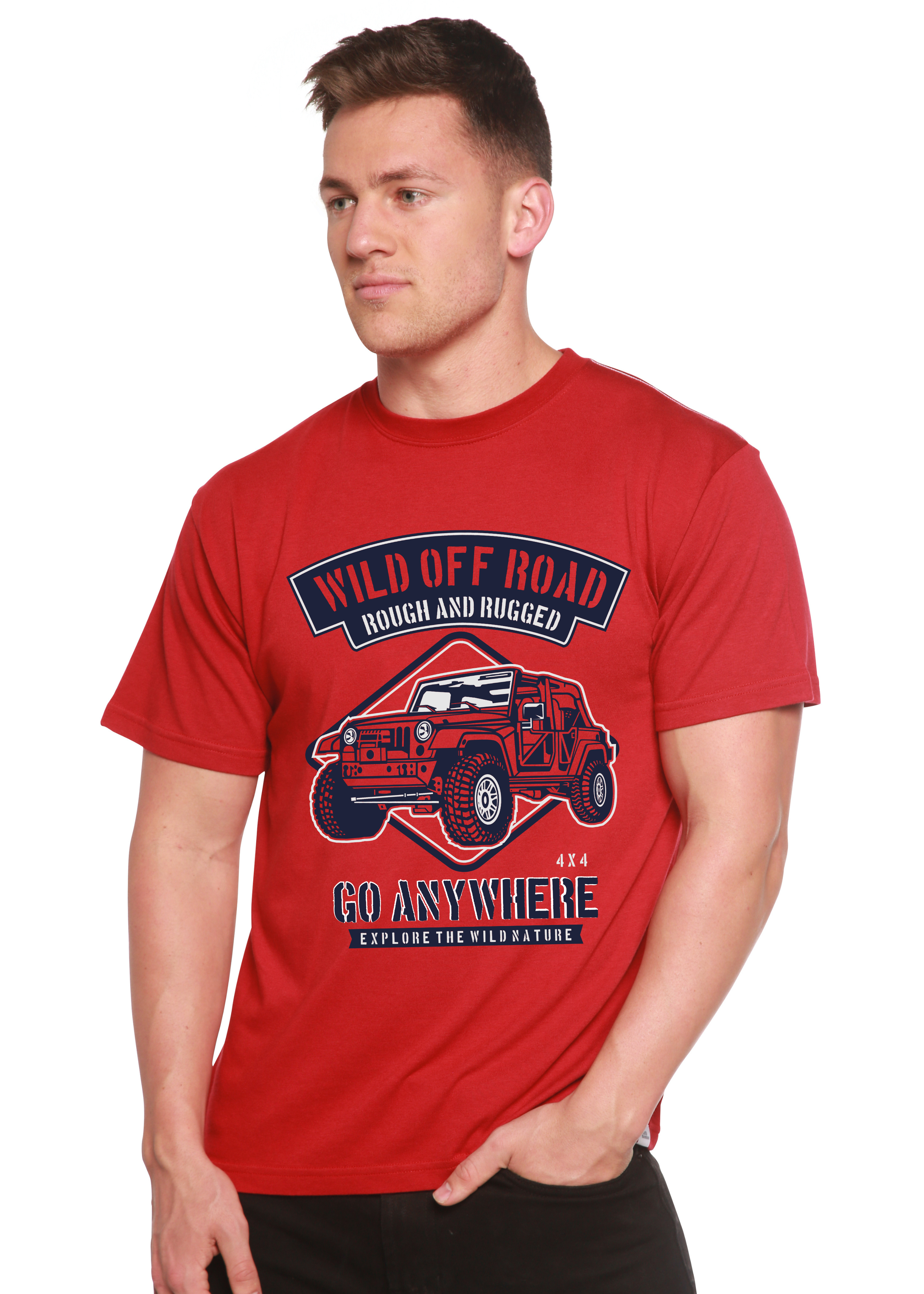 Camiseta gráfica de manga corta de viscosa de bambú y algodón orgánico para hombre Wild Off Road Spun Bamboo®