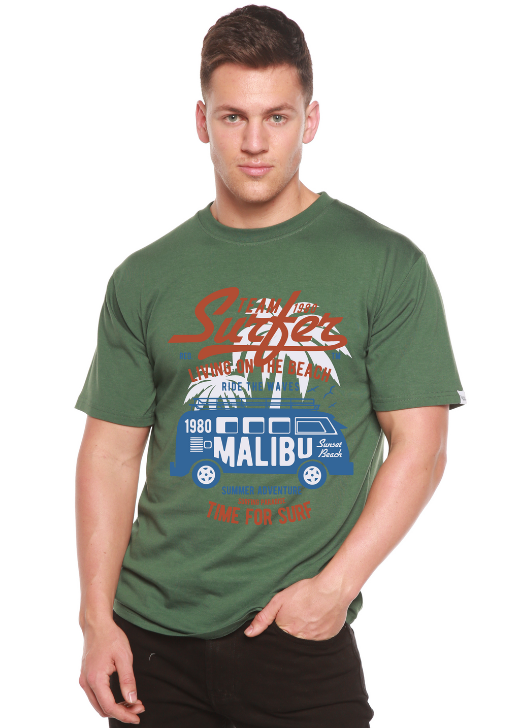 Camiseta gráfica de manga corta de bambú/algodón orgánico para hombre Team Surfer Spun Bamboo®