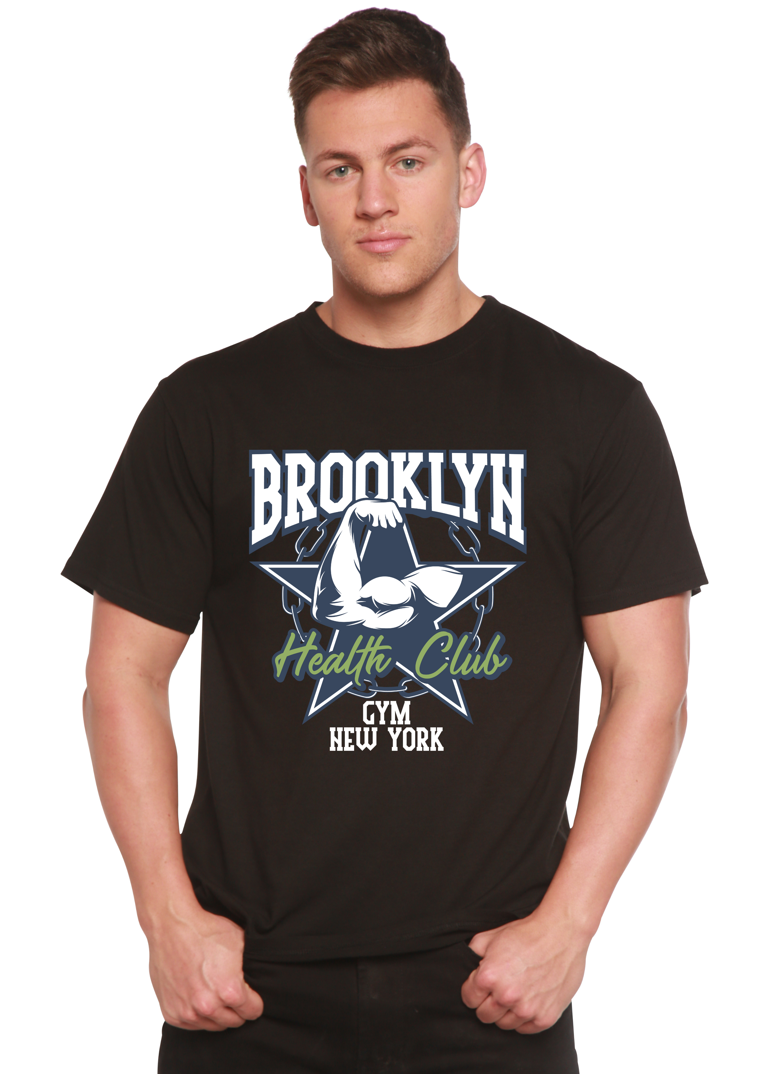 Camiseta gráfica de manga corta de bambú/algodón orgánico Brooklyn Health Club para hombre