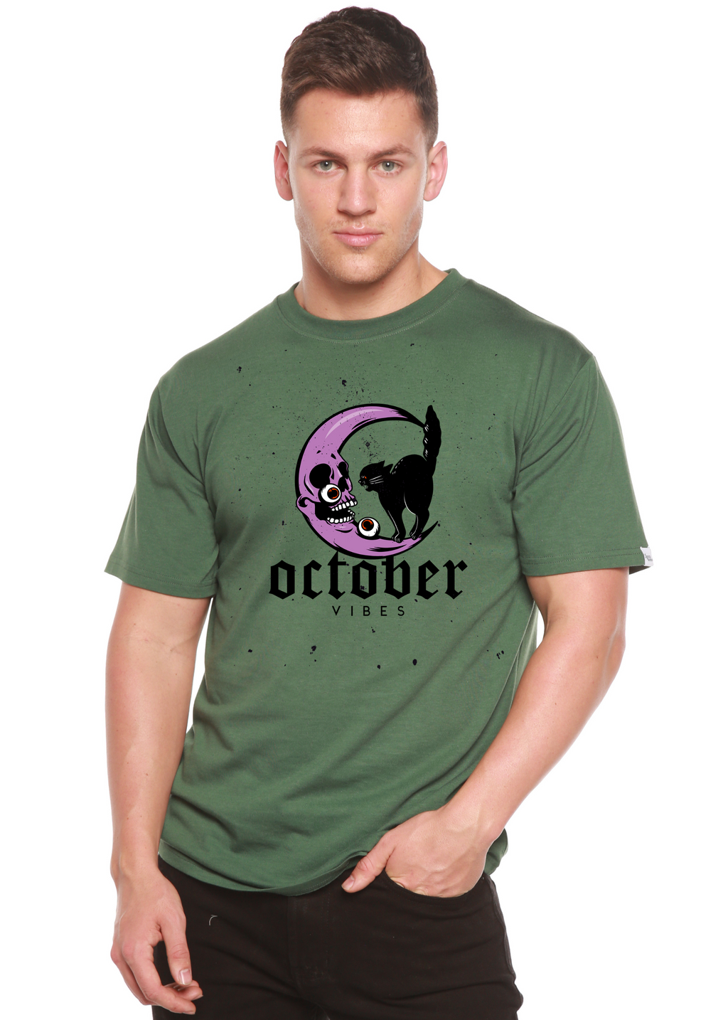 Camiseta gráfica de manga corta para hombre "October Vibes" de bambú-viscosa/algodón orgánico