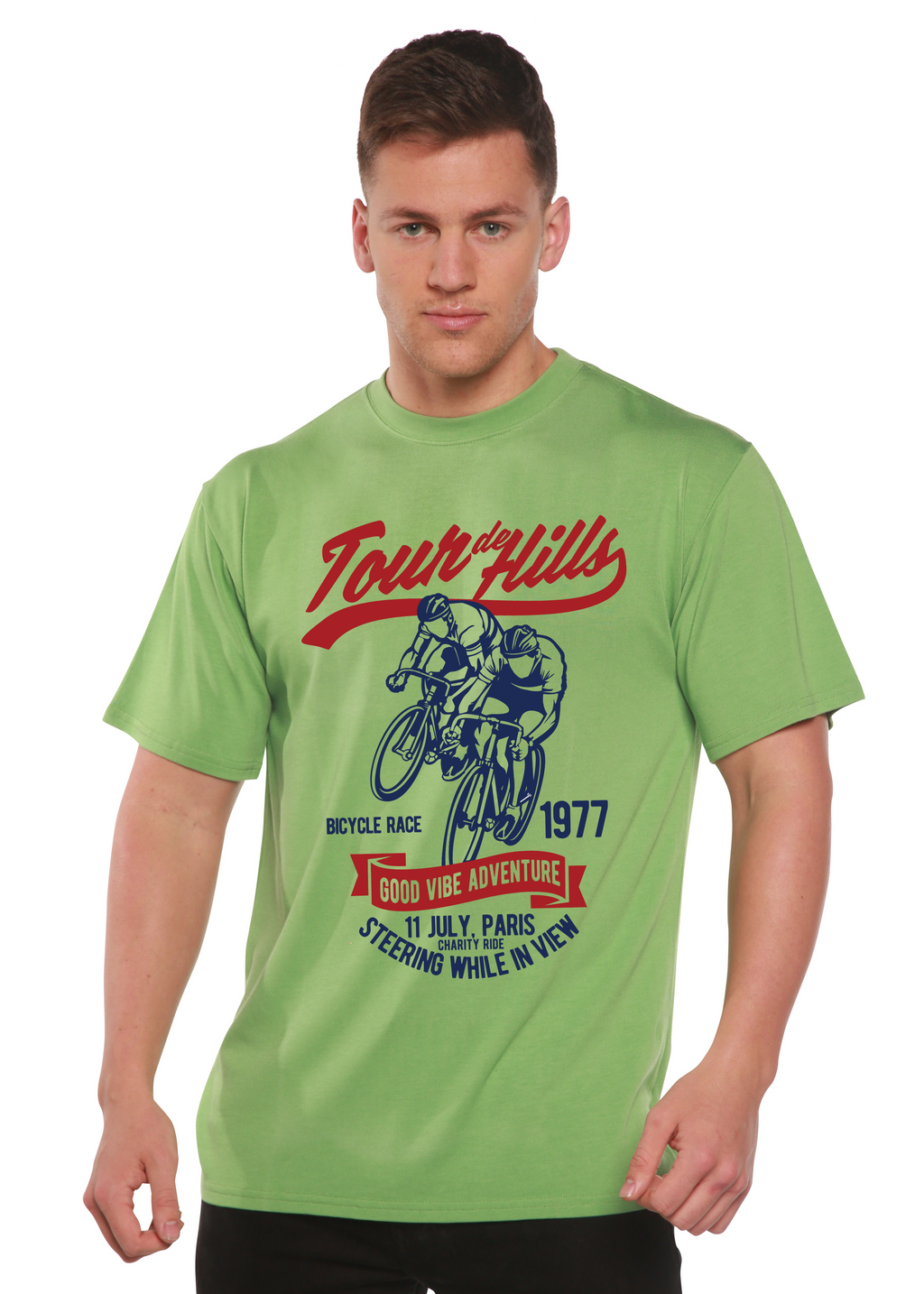 Tour De Hills Camiseta gráfica de manga corta para hombre Spun Bamboo® de bambú viscosa/algodón orgánico