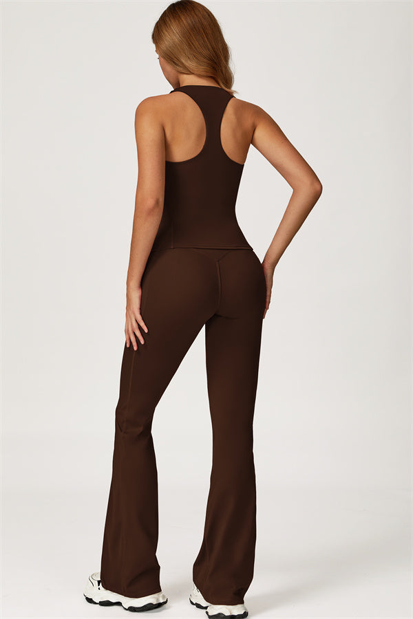 Conjunto de 2 piezas de top corto Glacier y leggings con pernera acampanada