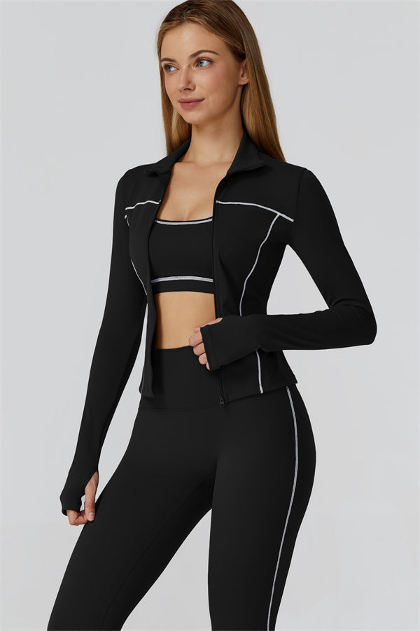 El conjunto de 3 piezas de leggings y sujetador deportivo con cremallera Venus