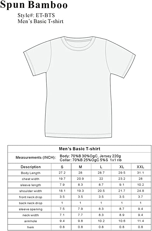 Camiseta de manga corta de viscosa de bambú/algodón orgánico con costuras en contraste para hombre