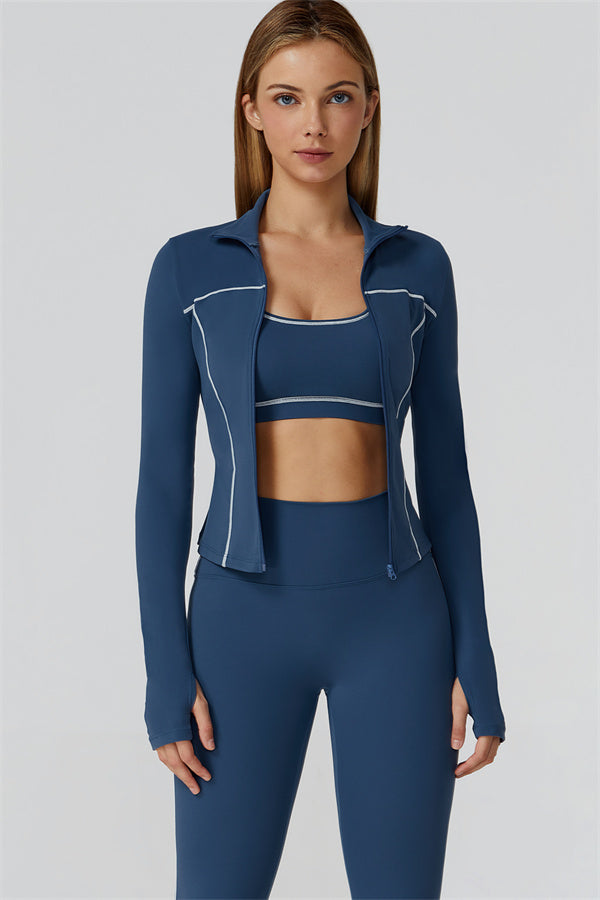 El conjunto de 3 piezas de leggings y sujetador deportivo con cremallera Venus