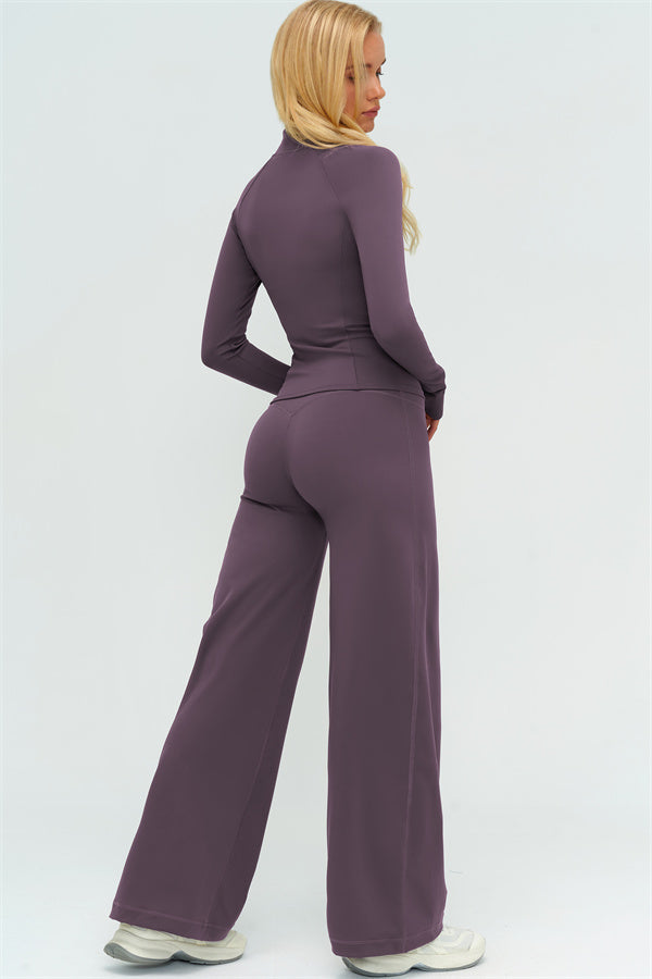 El conjunto de 3 piezas de chaqueta Twirl con cremallera, top halter y pantalones rectos nuevos