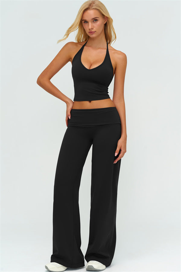 Conjunto de 3 piezas de chaqueta con cremallera, top halter y leggings Twirl