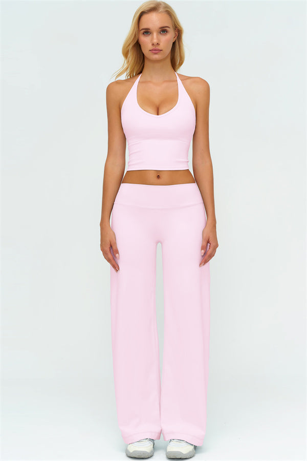 Top Halter Twirl y Pantalones Rectos de 2 Piezas