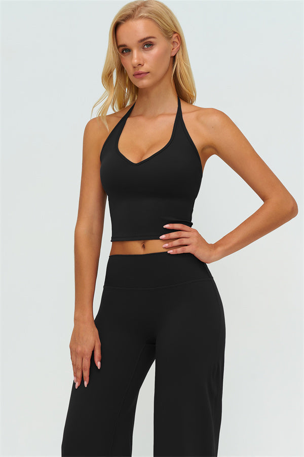 Top Halter Twirl y Pantalones Rectos de 2 Piezas