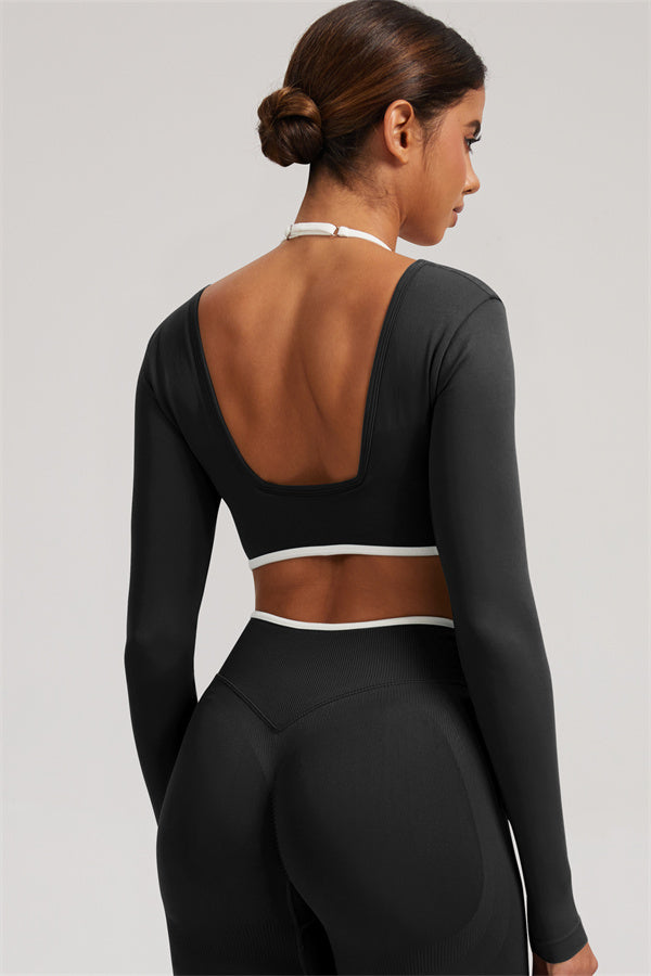 Conjunto de 2 piezas Elevate New: Top corto de manga larga y leggings