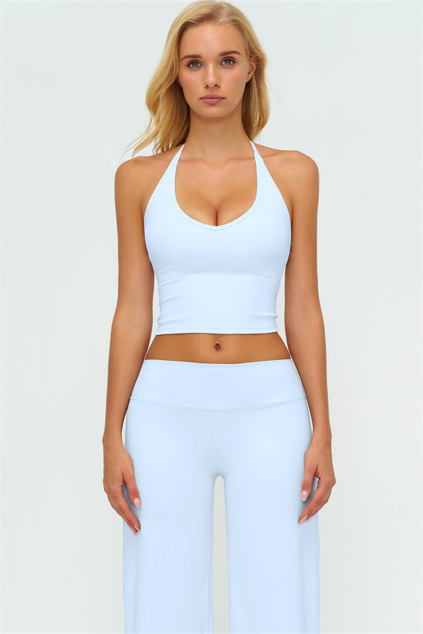 Top Halter Twirl y Pantalones Rectos de 2 Piezas