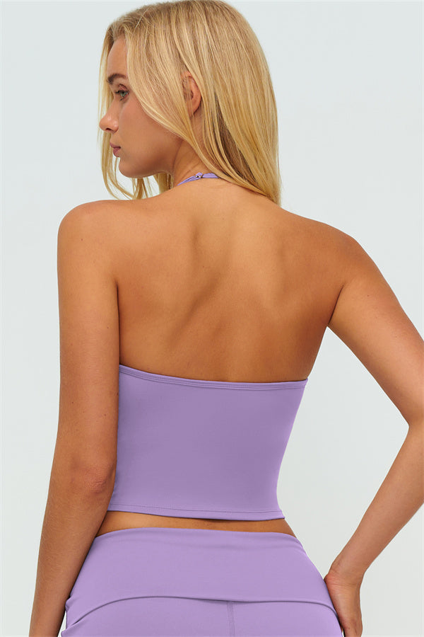 El conjunto de 3 piezas de chaqueta Twirl con cremallera, top halter y pantalones rectos nuevos