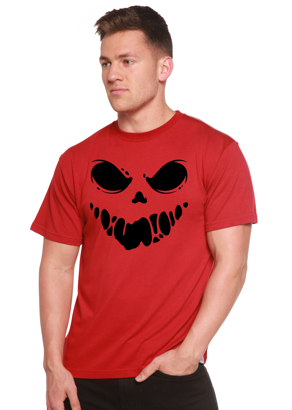 Camiseta gráfica de manga corta de bambú-viscosa/algodón orgánico para hombre "Halloween Boo"