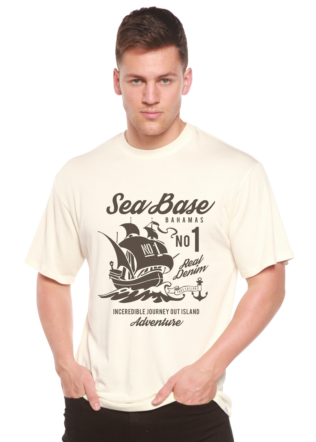 Camiseta gráfica de manga corta de viscosa de bambú/algodón orgánico Sea Base Spun Bamboo® para hombre