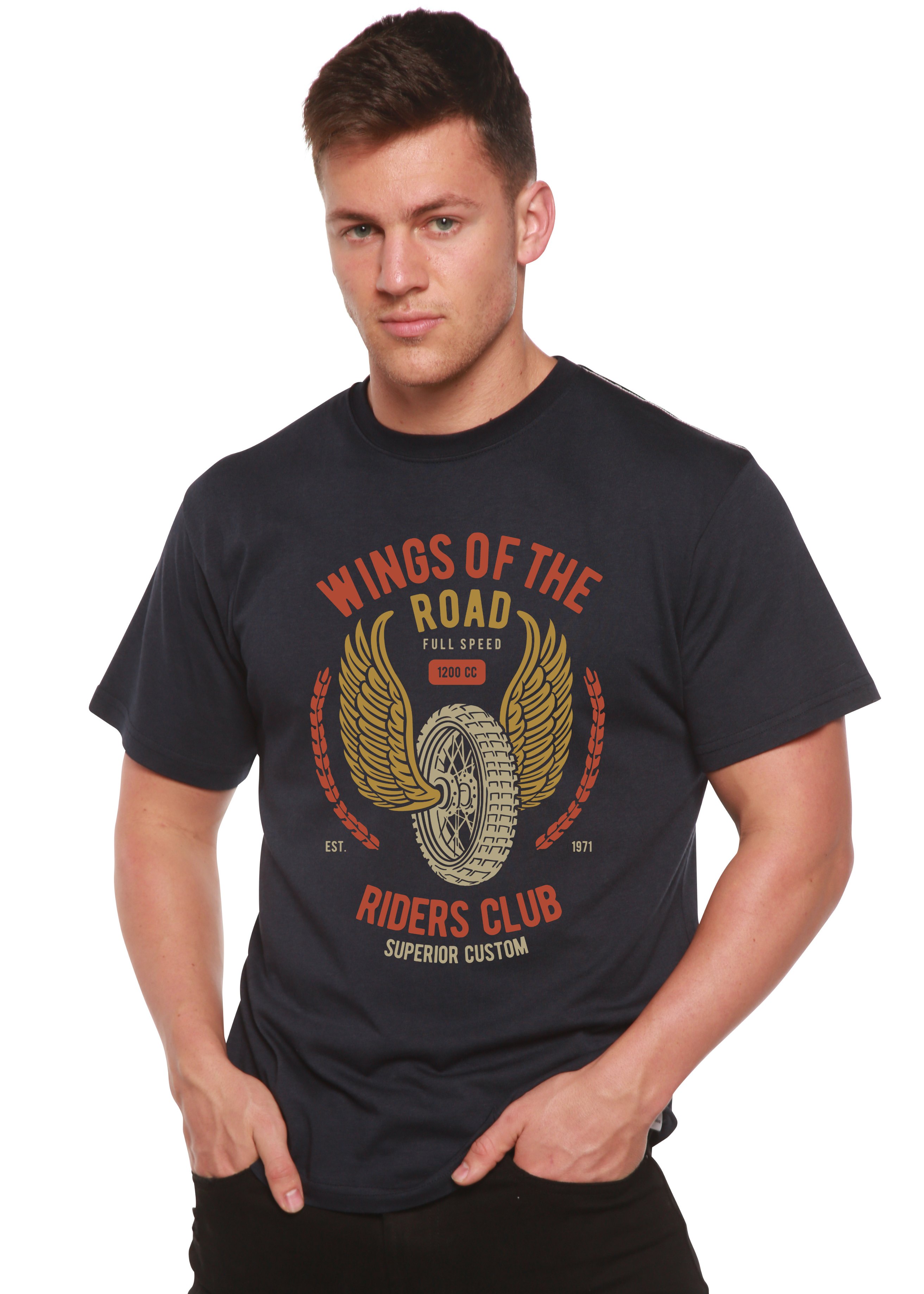 Camiseta Gráfica de Manga Corta Wings Of The Road Spun Bamboo® para Hombre, de Viscosa de Bambú/Algodón Orgánico