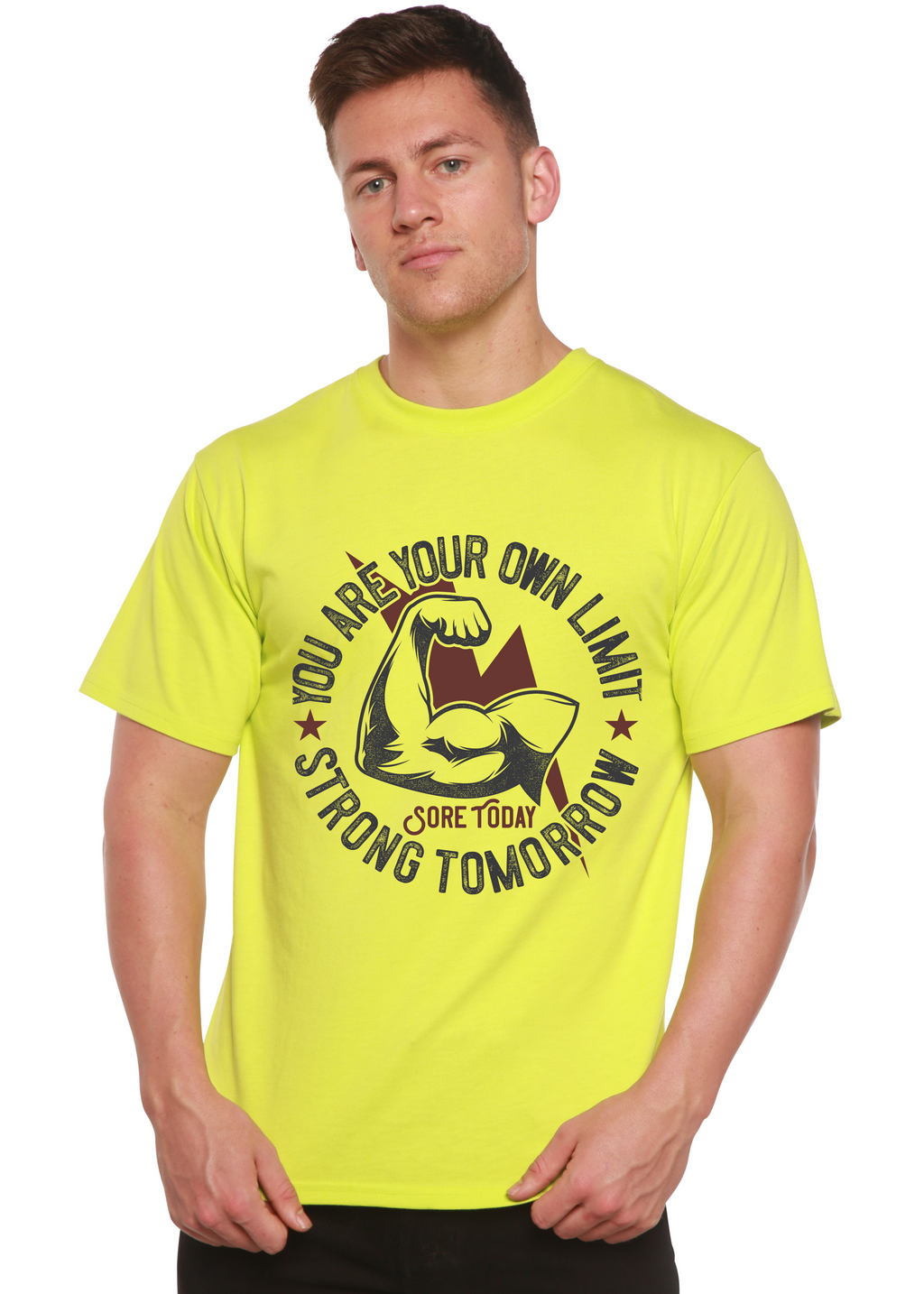 Camiseta gráfica de manga corta de viscosa de bambú/algodón orgánico Strong Tomorrow para hombre