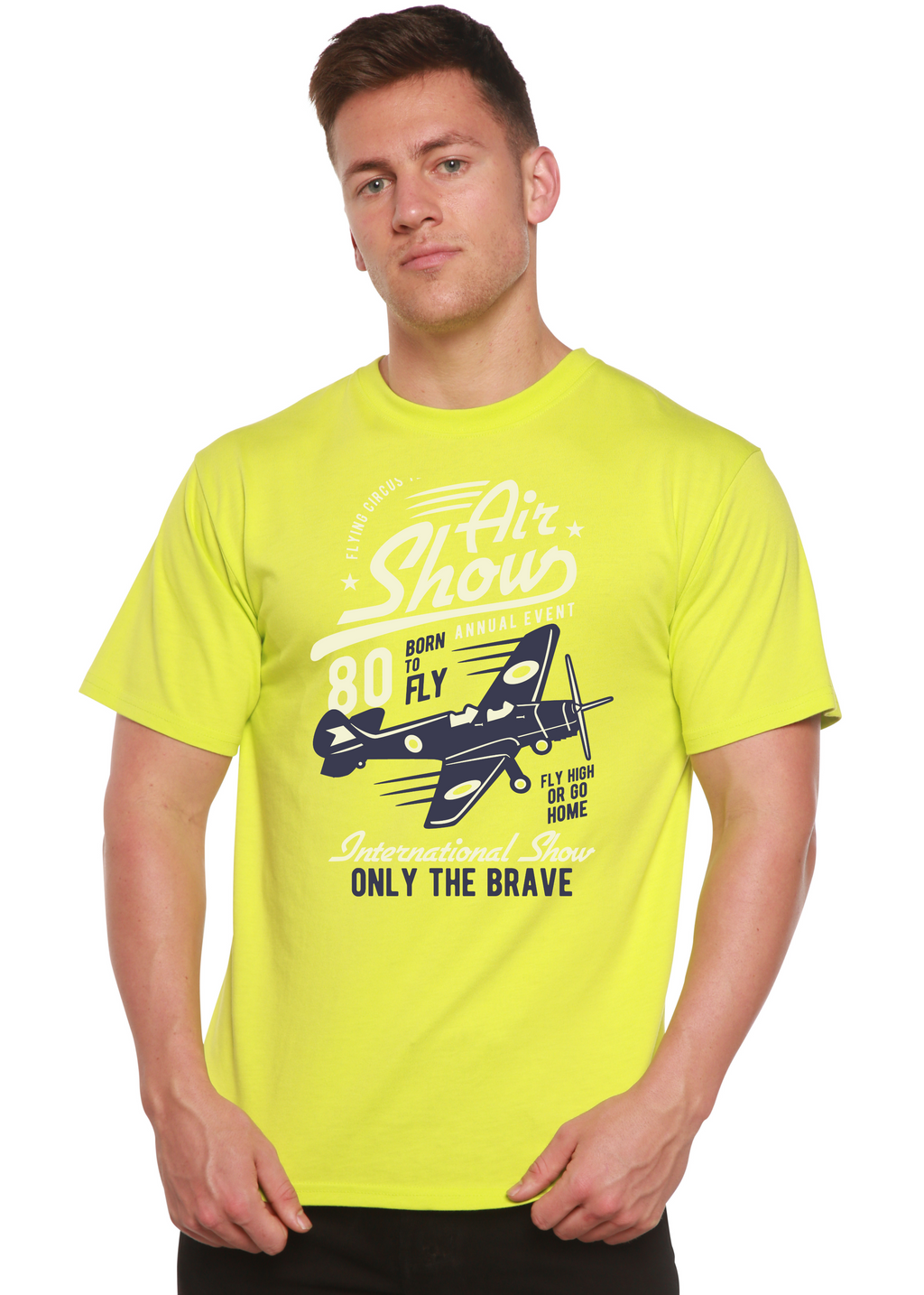 Camiseta Gráfica de Manga Corta de Viscosa de Bambú/Algodón Orgánico "Air Show" para Hombre