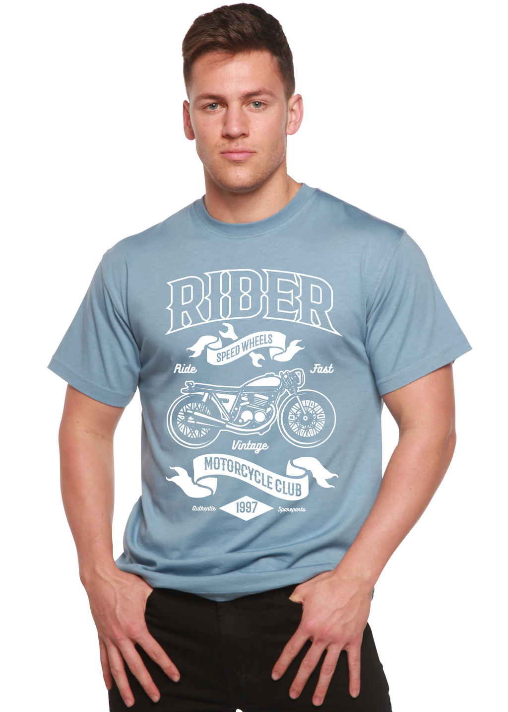 Camiseta gráfica de manga corta Rider Spun Bamboo® de viscosa de bambú/algodón orgánico para hombre