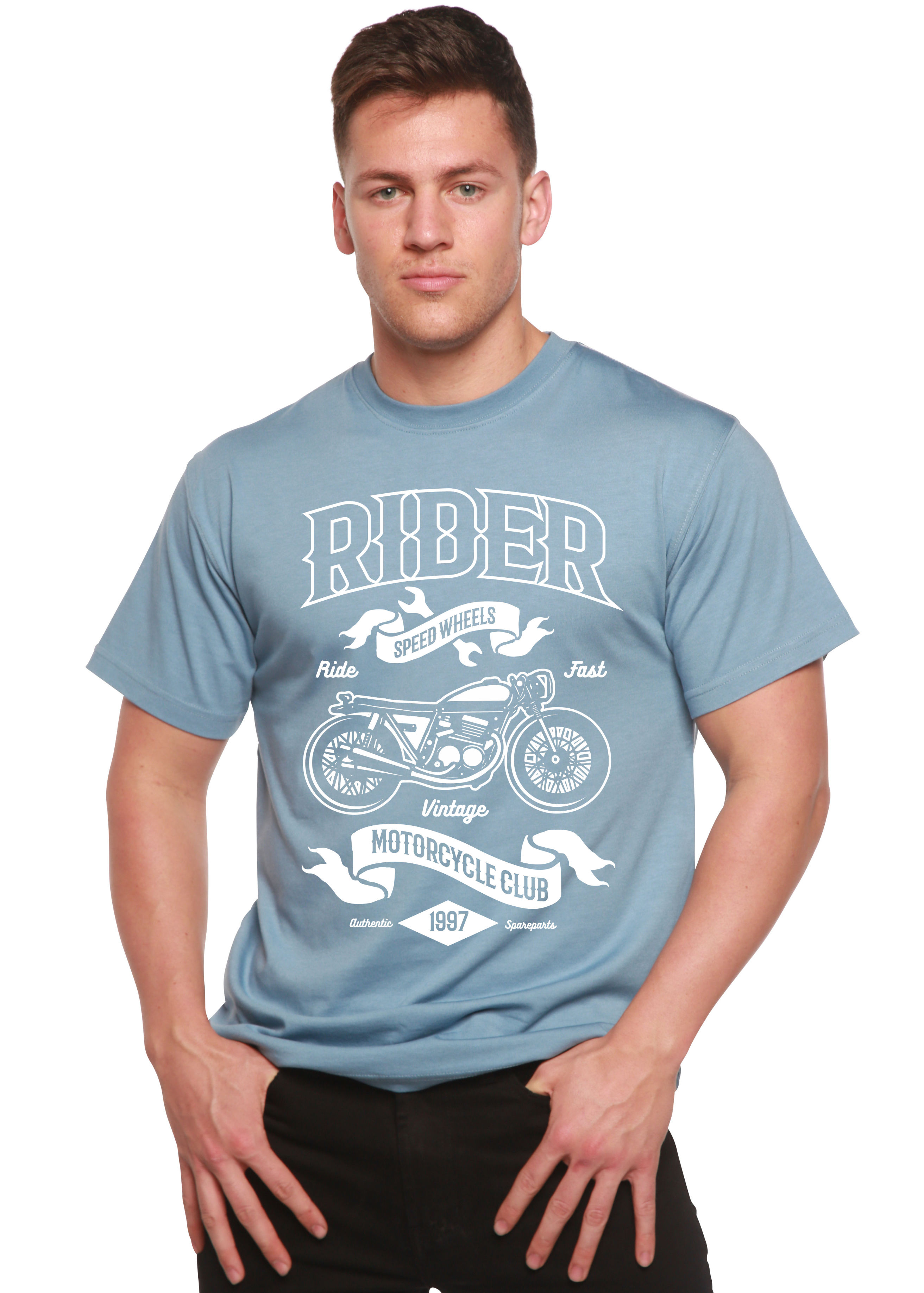 Camiseta gráfica de manga corta Rider Spun Bamboo® de viscosa de bambú/algodón orgánico para hombre