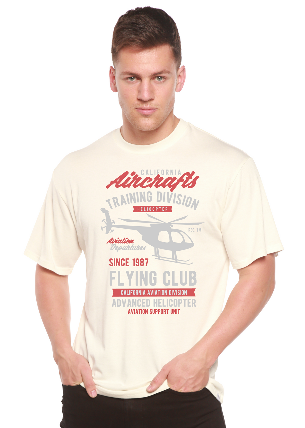 Camiseta gráfica de manga corta de bambú/algodón orgánico para hombre California Aircraft