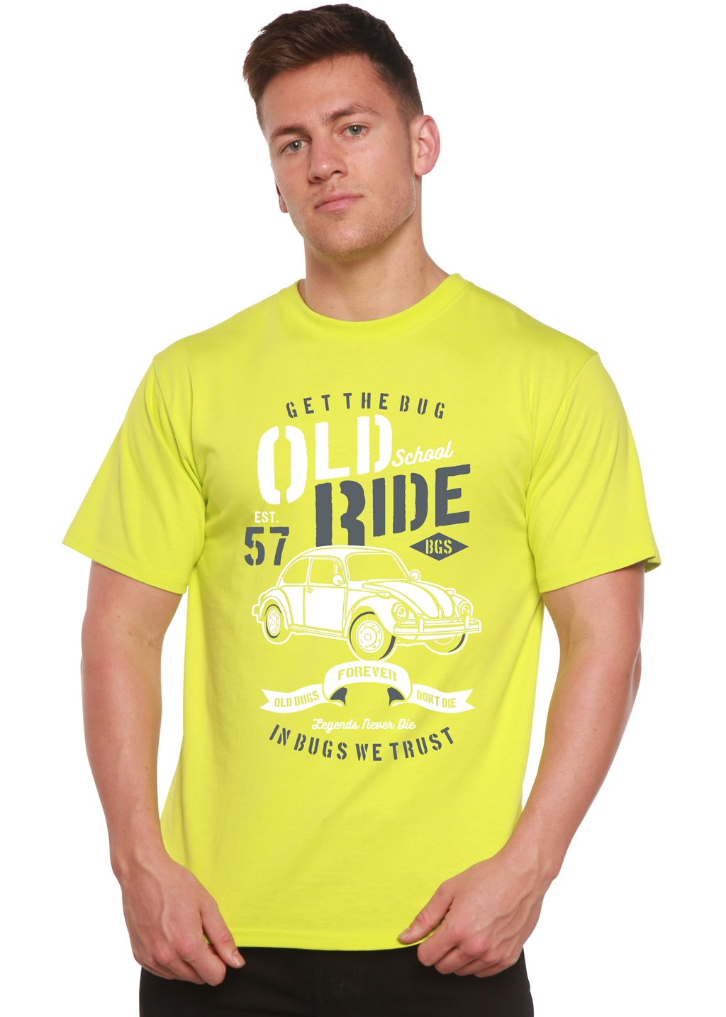 Camiseta gráfica de manga corta para hombre Old School Ride Spun Bamboo® de viscosa de bambú/algodón orgánico