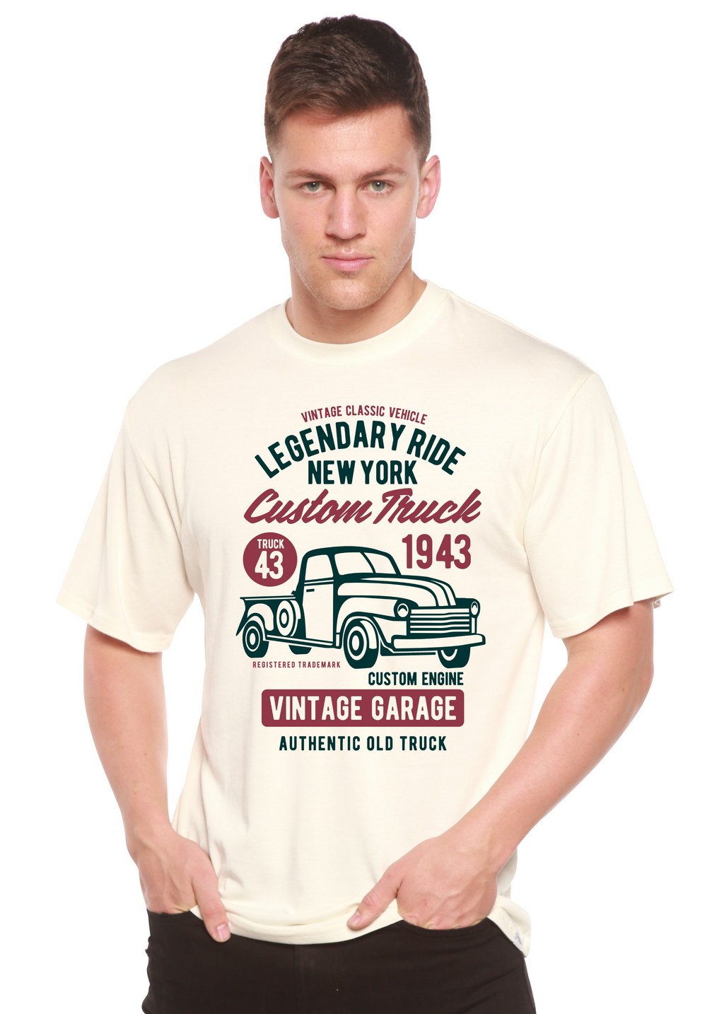 Camiseta gráfica de manga corta Legendary Ride de viscosa de bambú y algodón orgánico para hombre