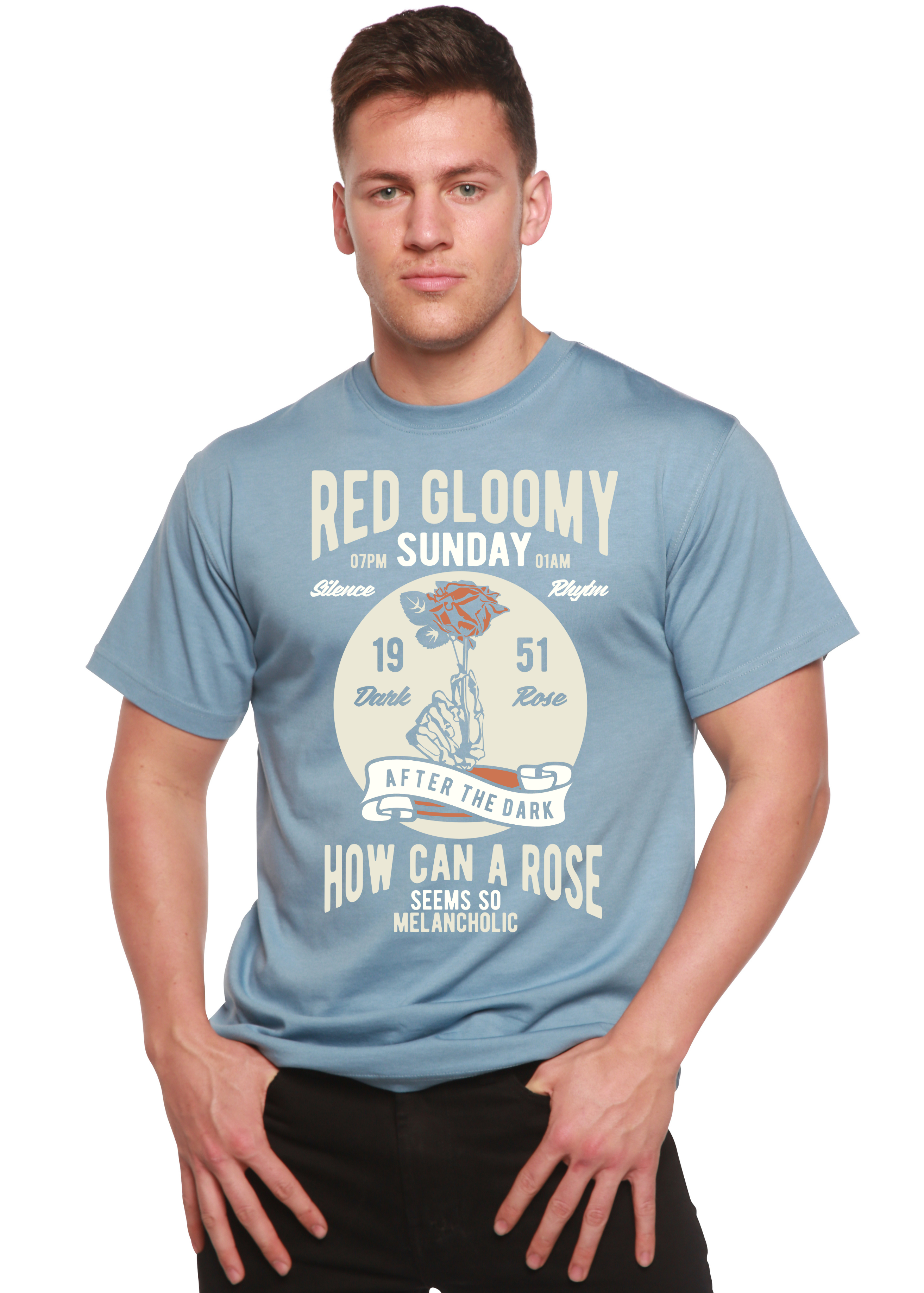 Camiseta gráfica de manga corta de viscosa de bambú/algodón orgánico para hombre Red Gloomy Spun Bamboo®