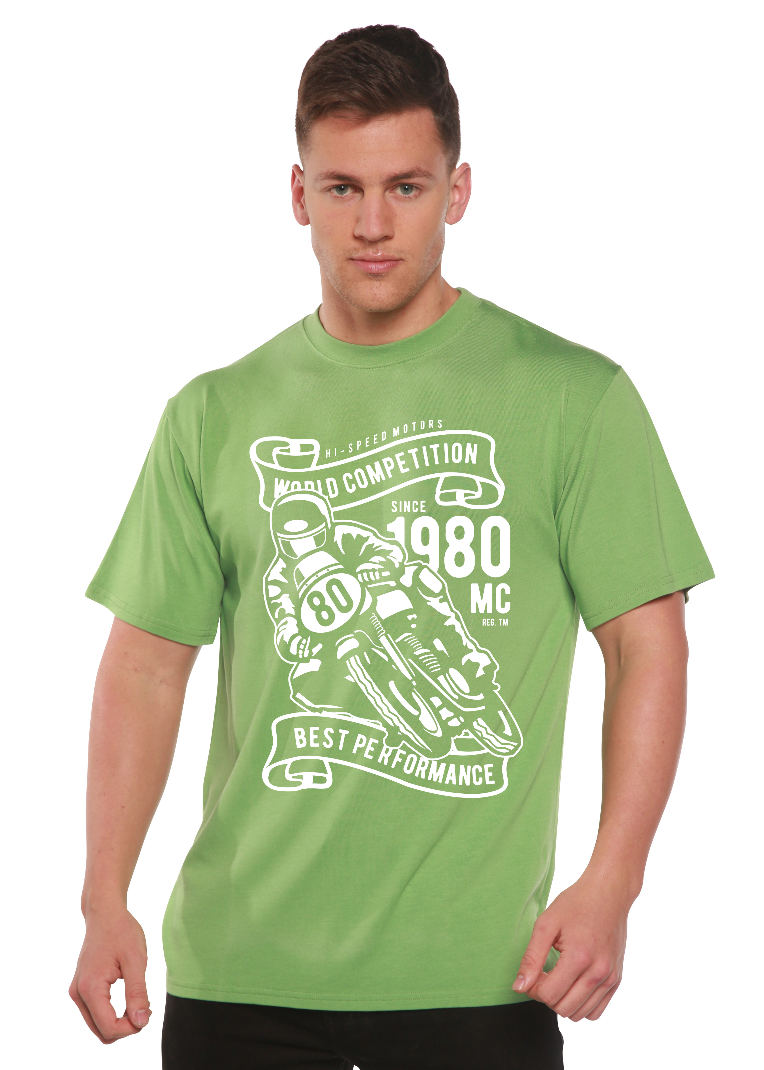 Camiseta gráfica de manga corta de viscosa de bambú y algodón orgánico para hombre World Competition