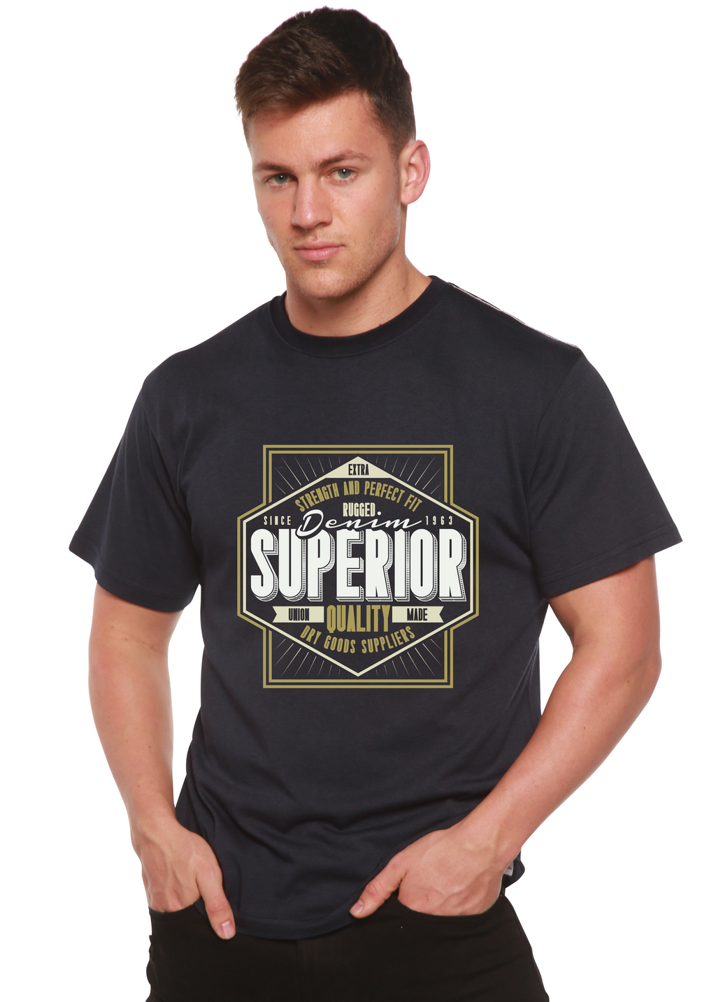 Camiseta gráfica de manga corta de bambú/algodón orgánico de calidad superior para hombre