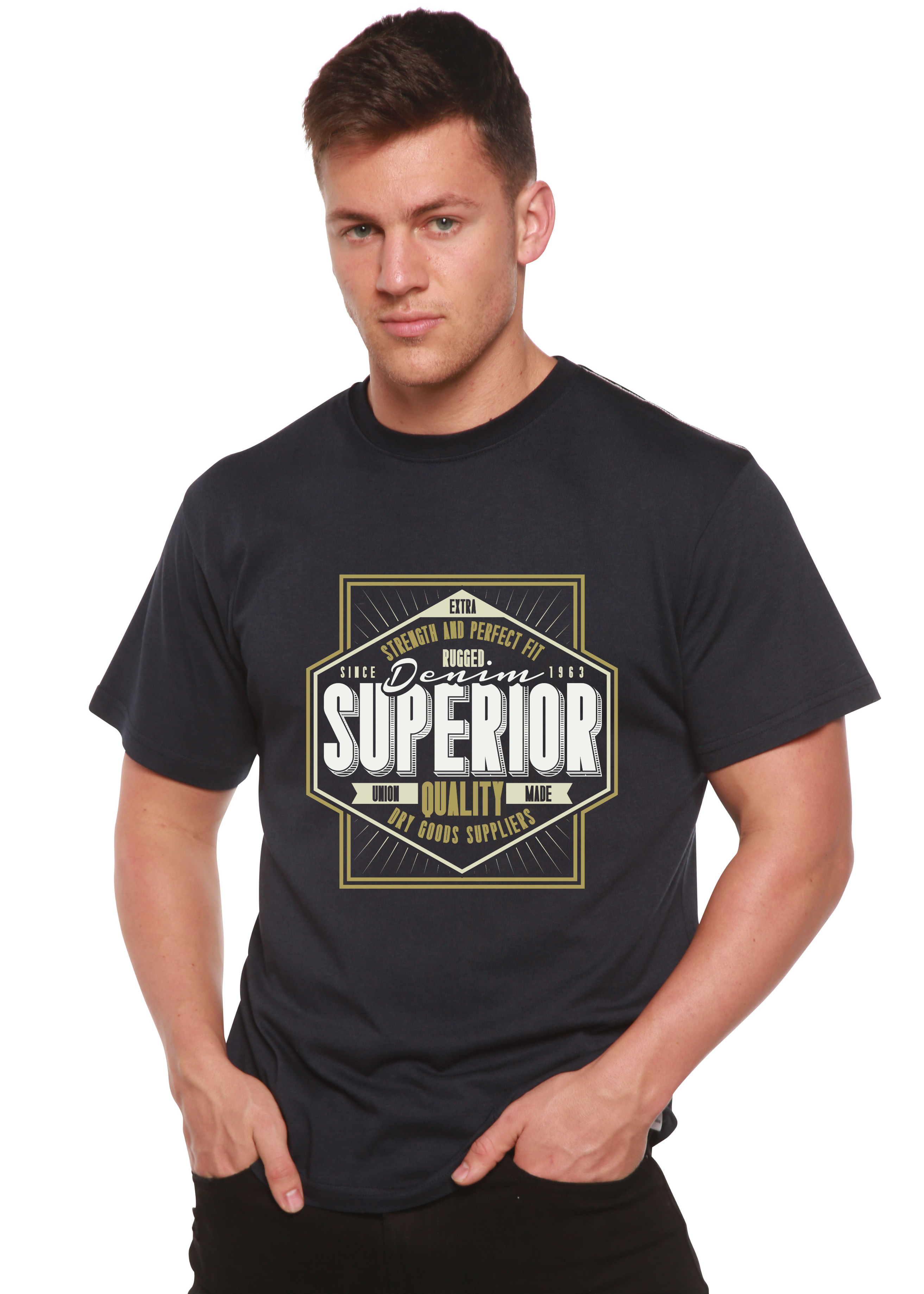 Camiseta gráfica de manga corta de bambú/algodón orgánico de calidad superior para hombre