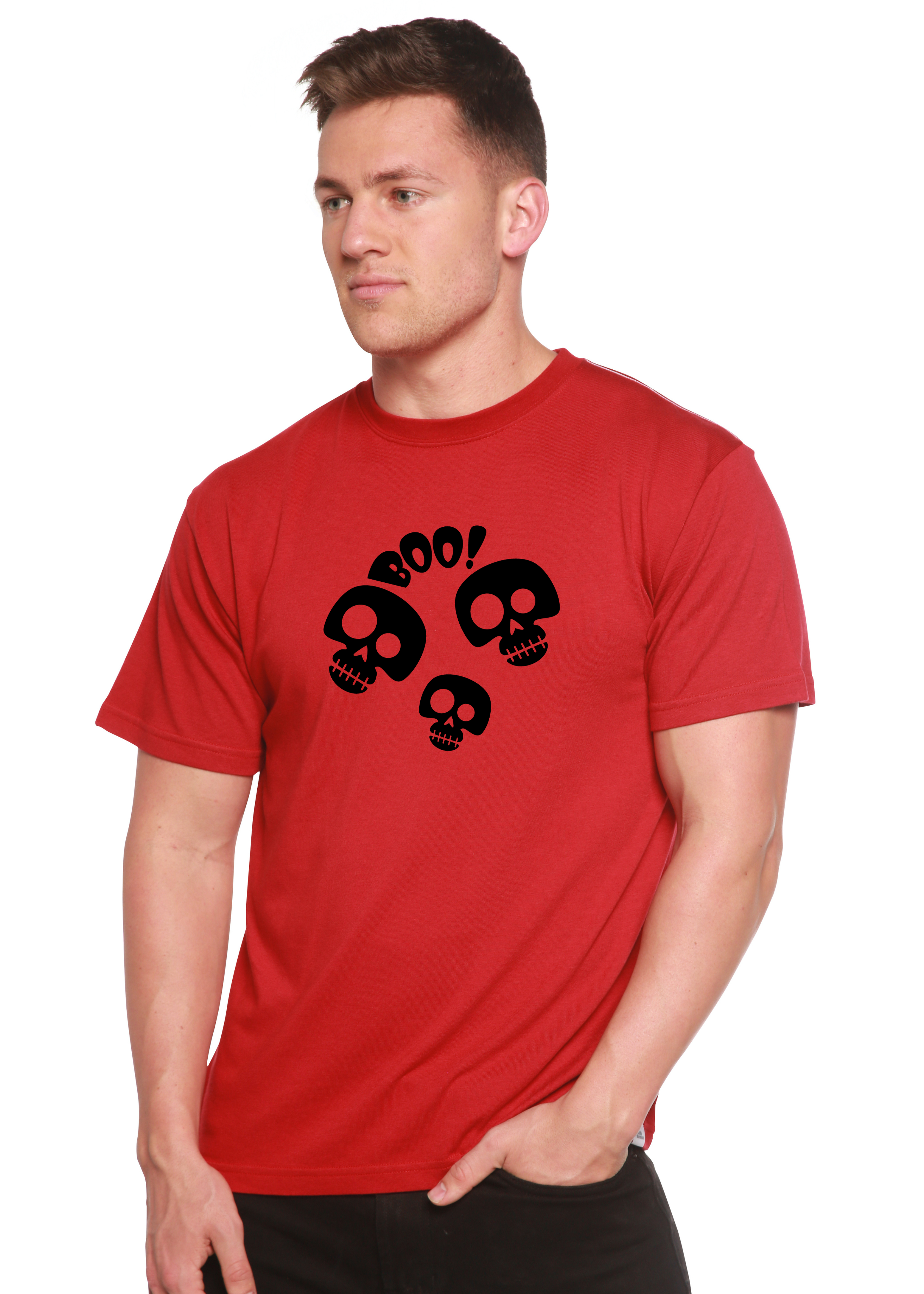 Camiseta gráfica de manga corta de bambú/algodón orgánico unisex "Halloween Boo"