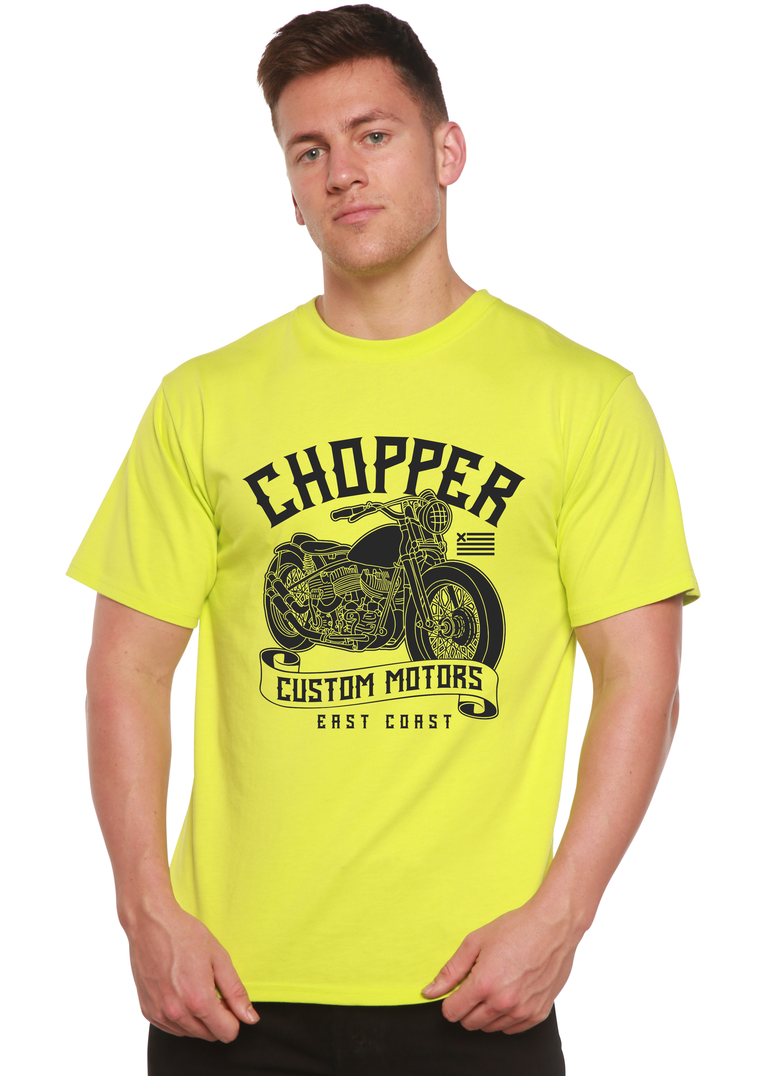 Camiseta Gráfica de Manga Corta para Hombre de Viscosa de Bambú/Algodón Orgánico Chopper Custom Motors
